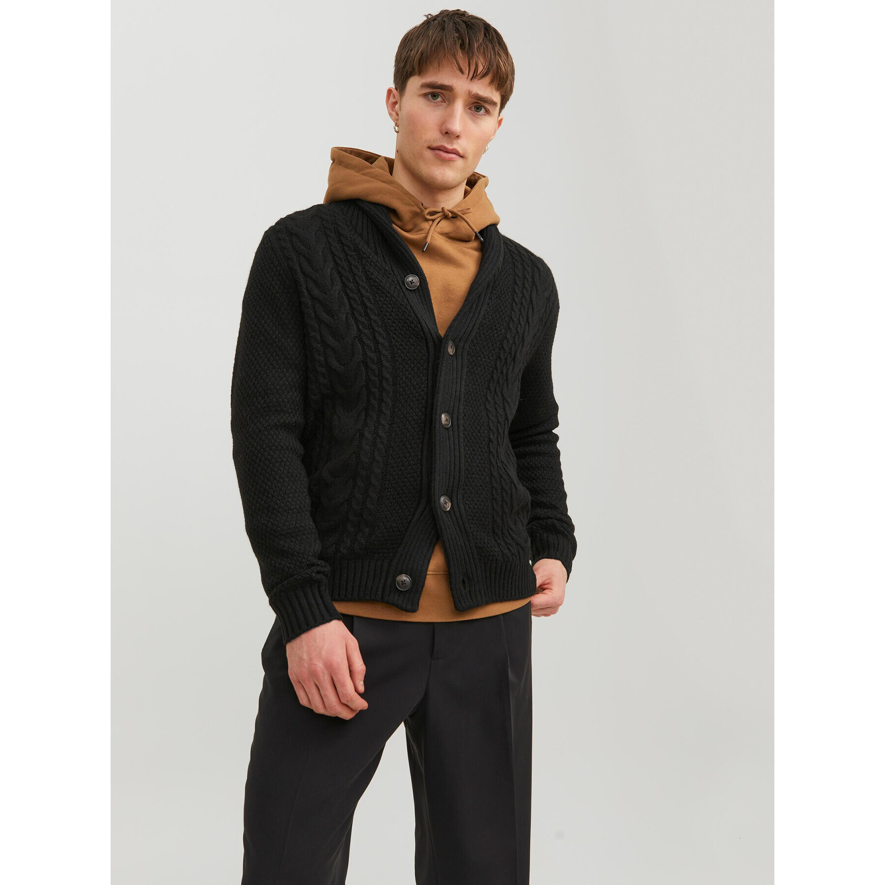 Jack&Jones Pletena jopica 12236318 Črna Regular Fit - Pepit.si