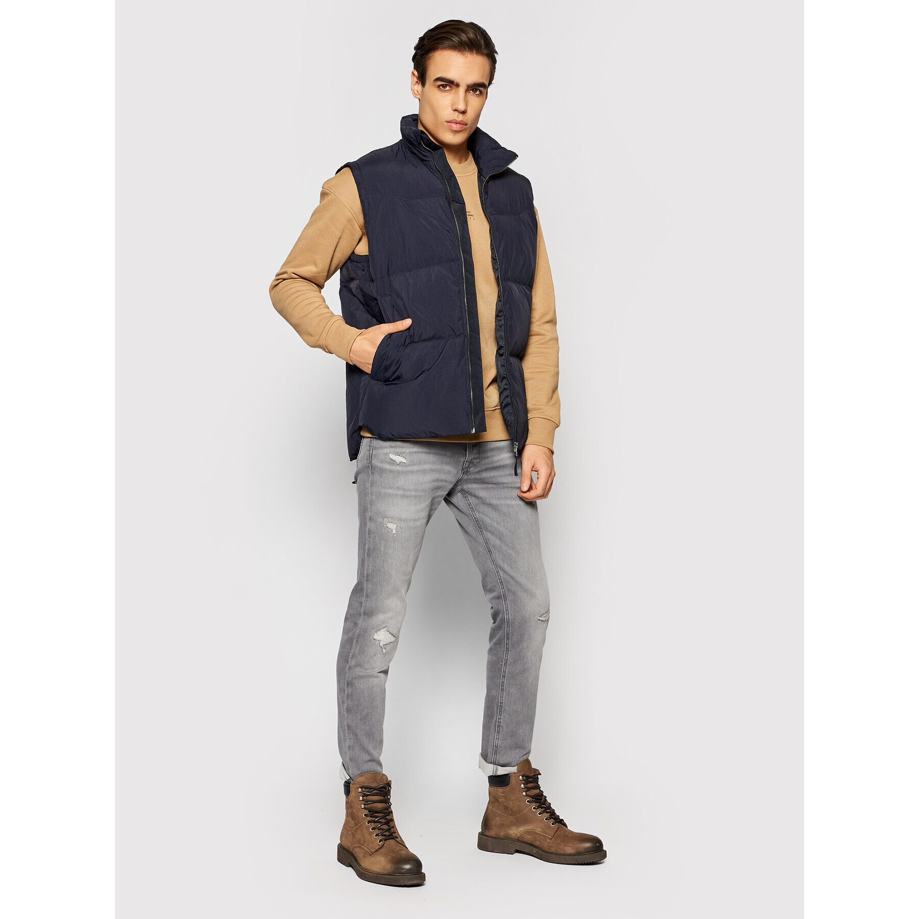 Jack&Jones PREMIUM Telovnik Lawind 12191277 Mornarsko modra Regular Fit - Pepit.si