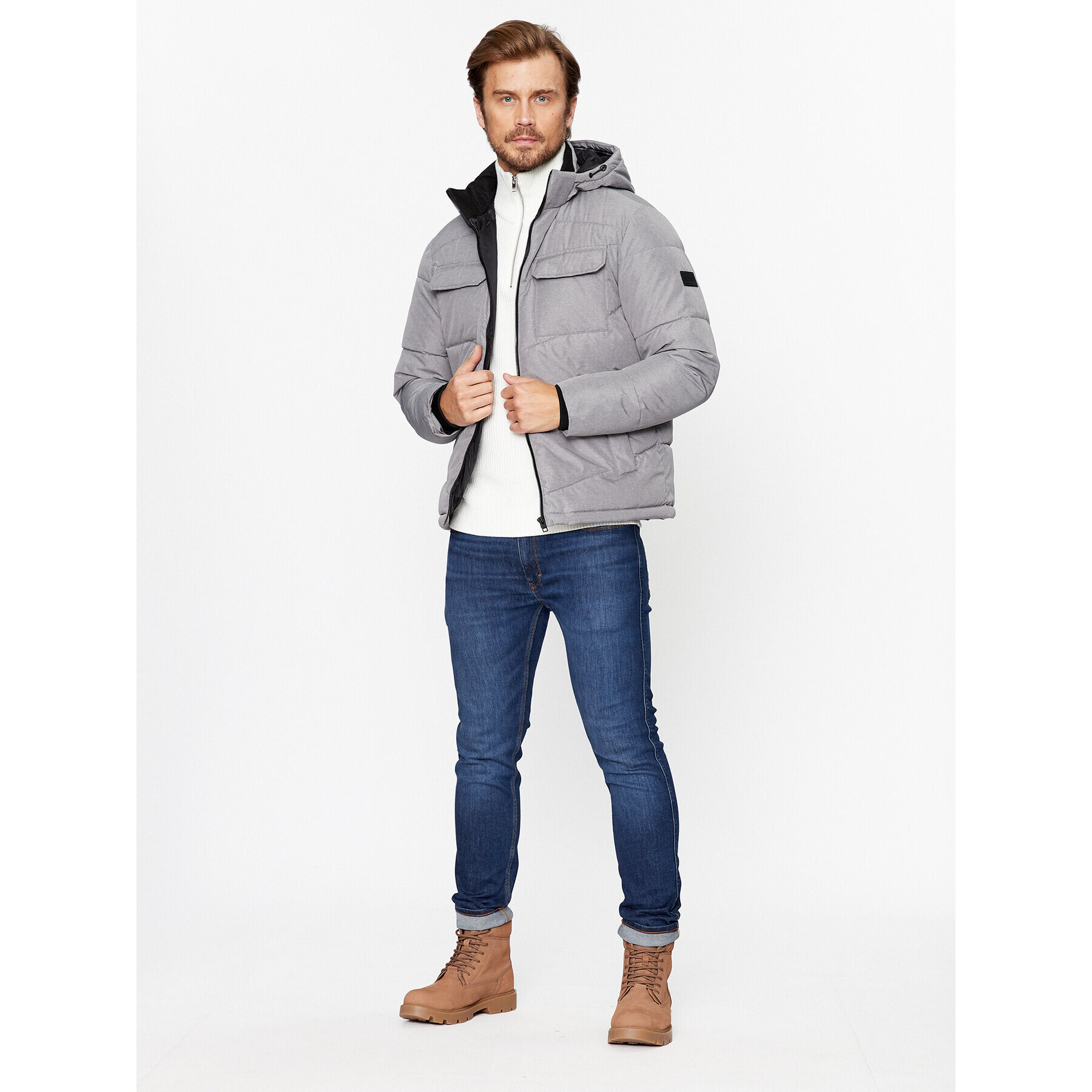 Jack&Jones Puhovka 12236044 Siva Regular Fit - Pepit.si