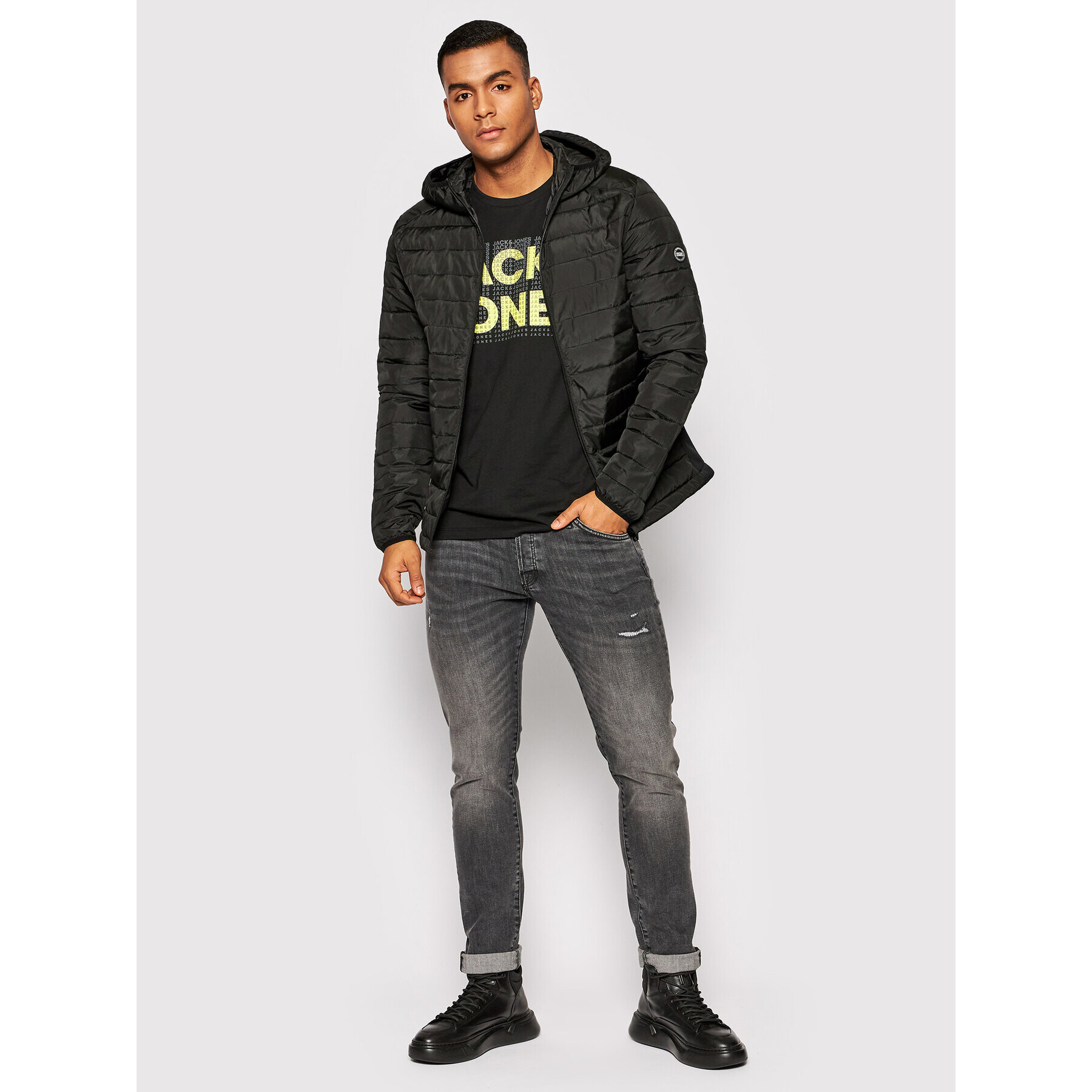 Jack&Jones Puhovka Ace Spring 12200419 Črna Regular Fit - Pepit.si