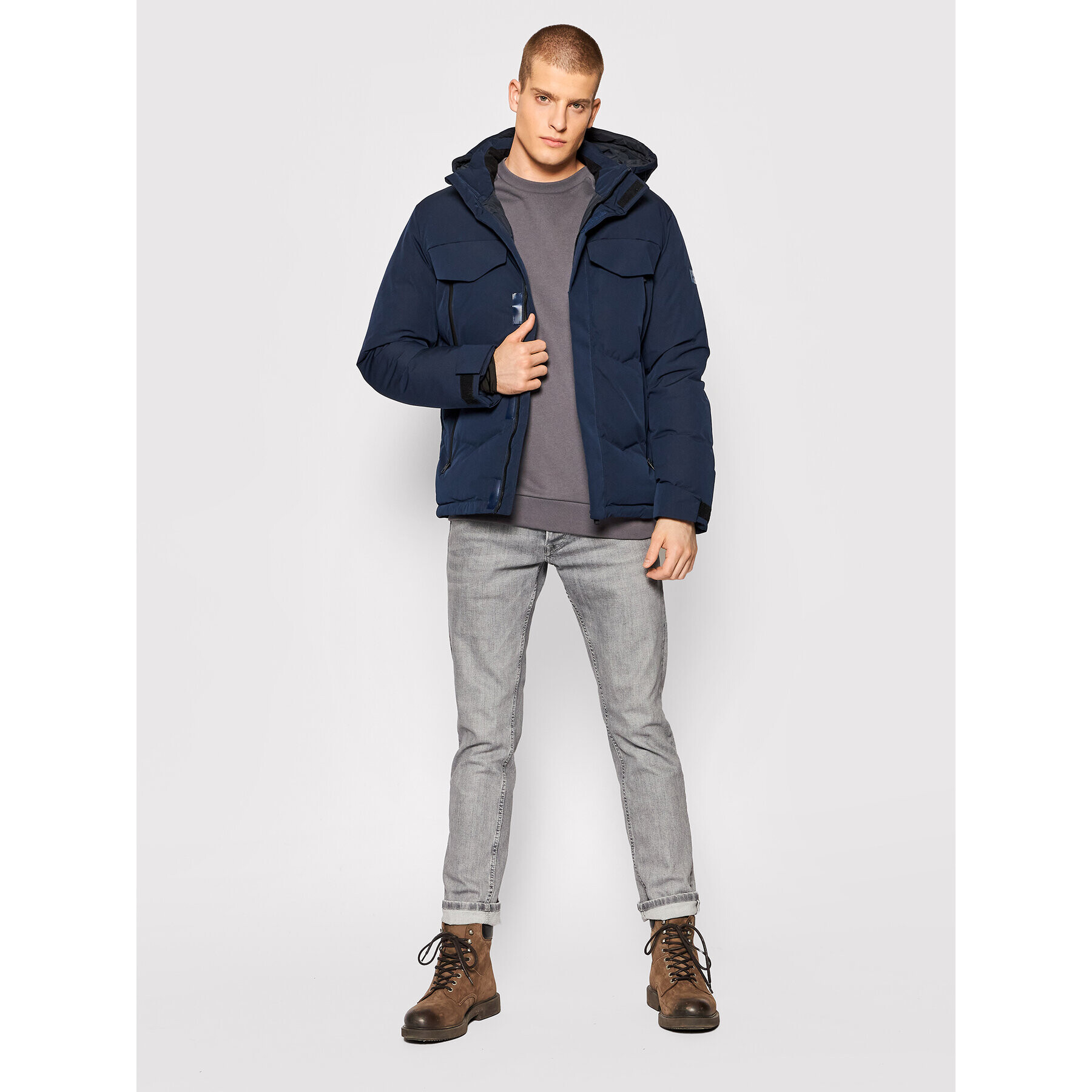 Jack&Jones Puhovka Conrad 12193193 Mornarsko modra Regular Fit - Pepit.si