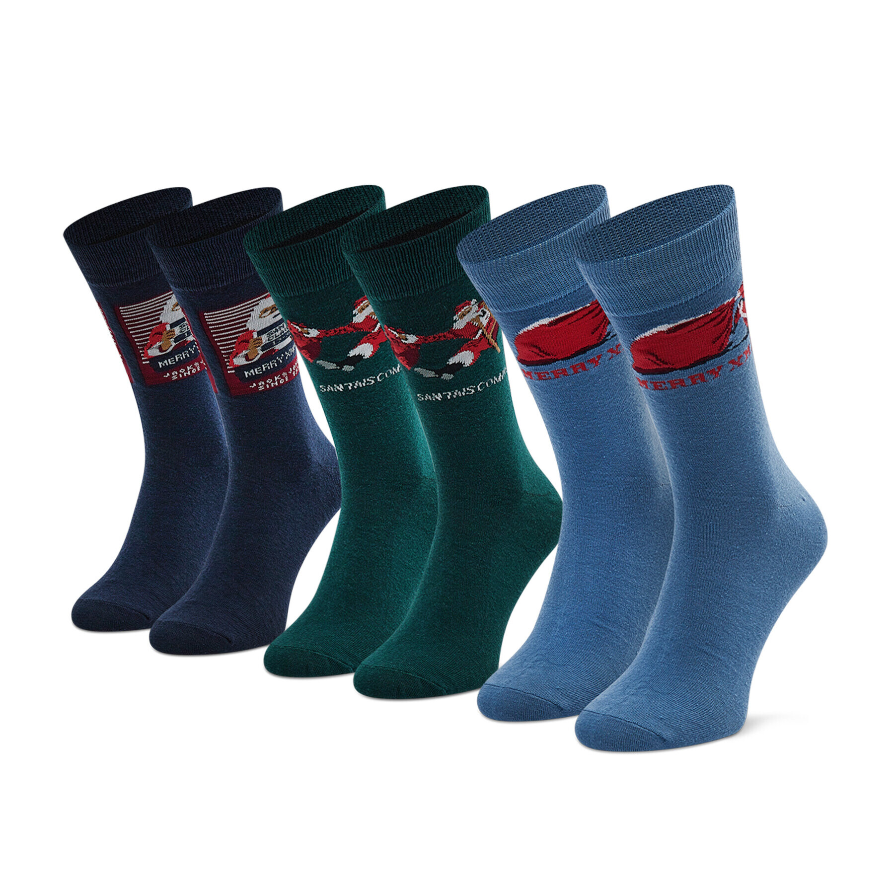 Jack&Jones Set 3 parov moških visokih nogavic Jacsanta Claus Sock Giftbox 12198046 Črna - Pepit.si