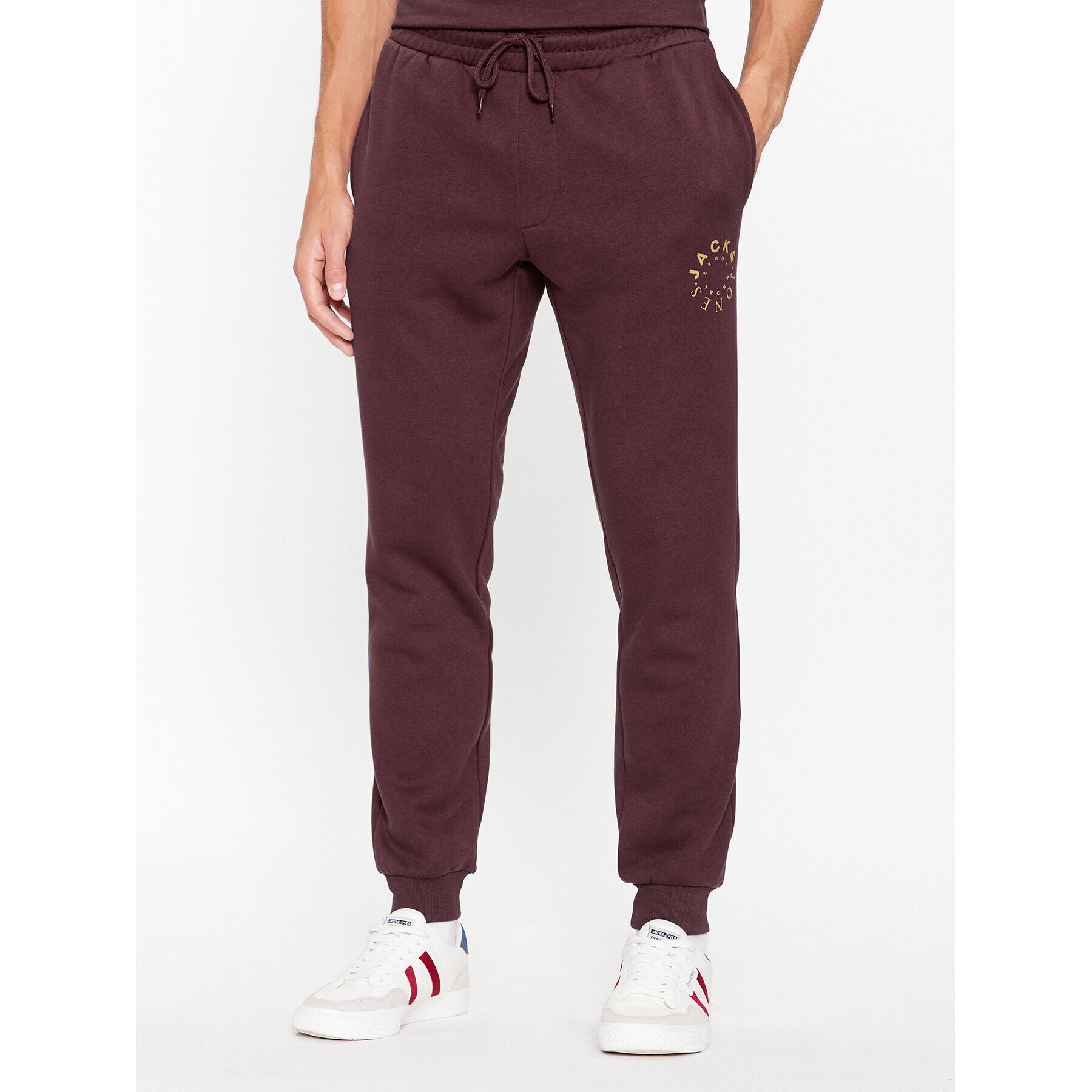 Jack&Jones Spodnji del trenirke Gordon 12242594 Bordo rdeča Regular Fit - Pepit.si