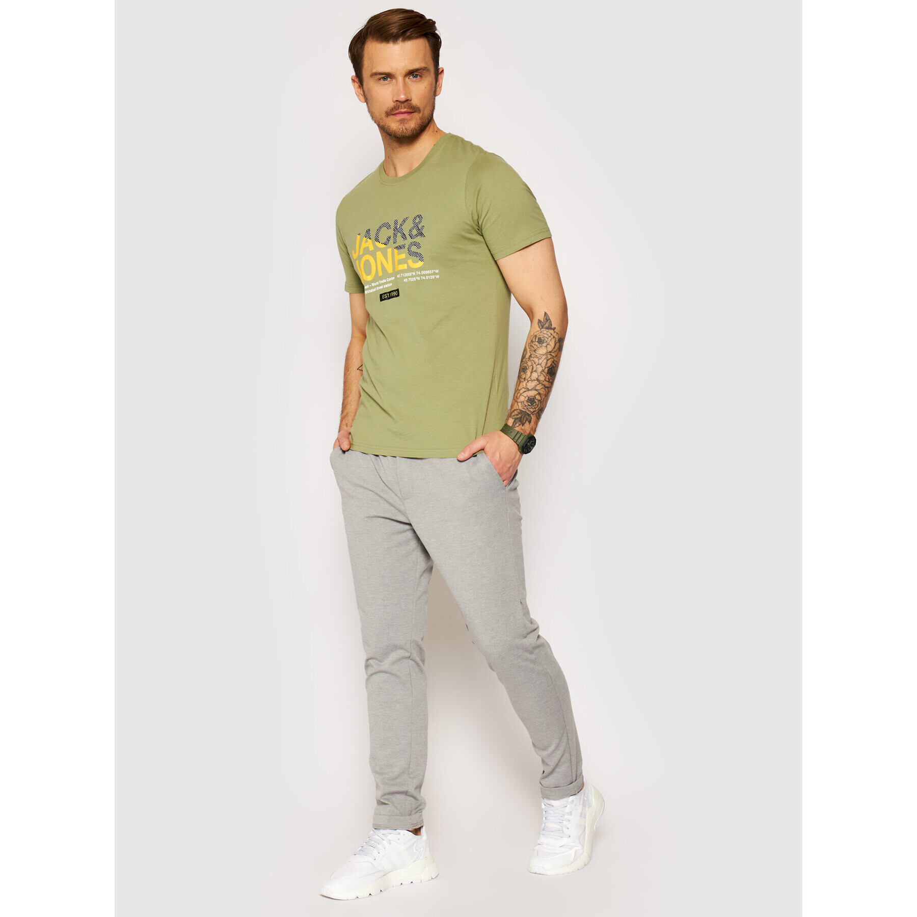 Jack&Jones Spodnji del trenirke Will 12189819 Siva Regular Fit - Pepit.si