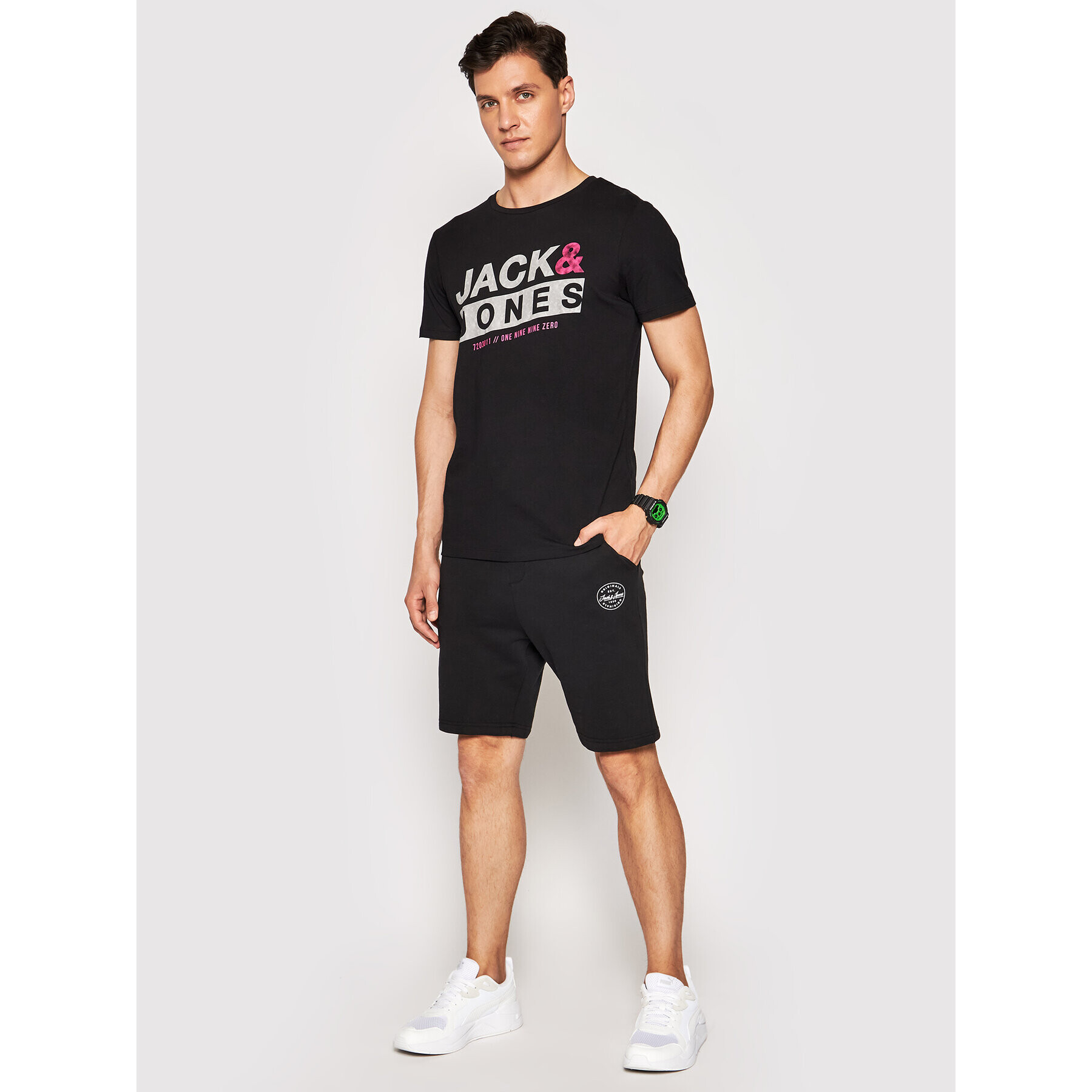 Jack&Jones Športne kratke hlače Shark 12182595 Črna Regular Fit - Pepit.si