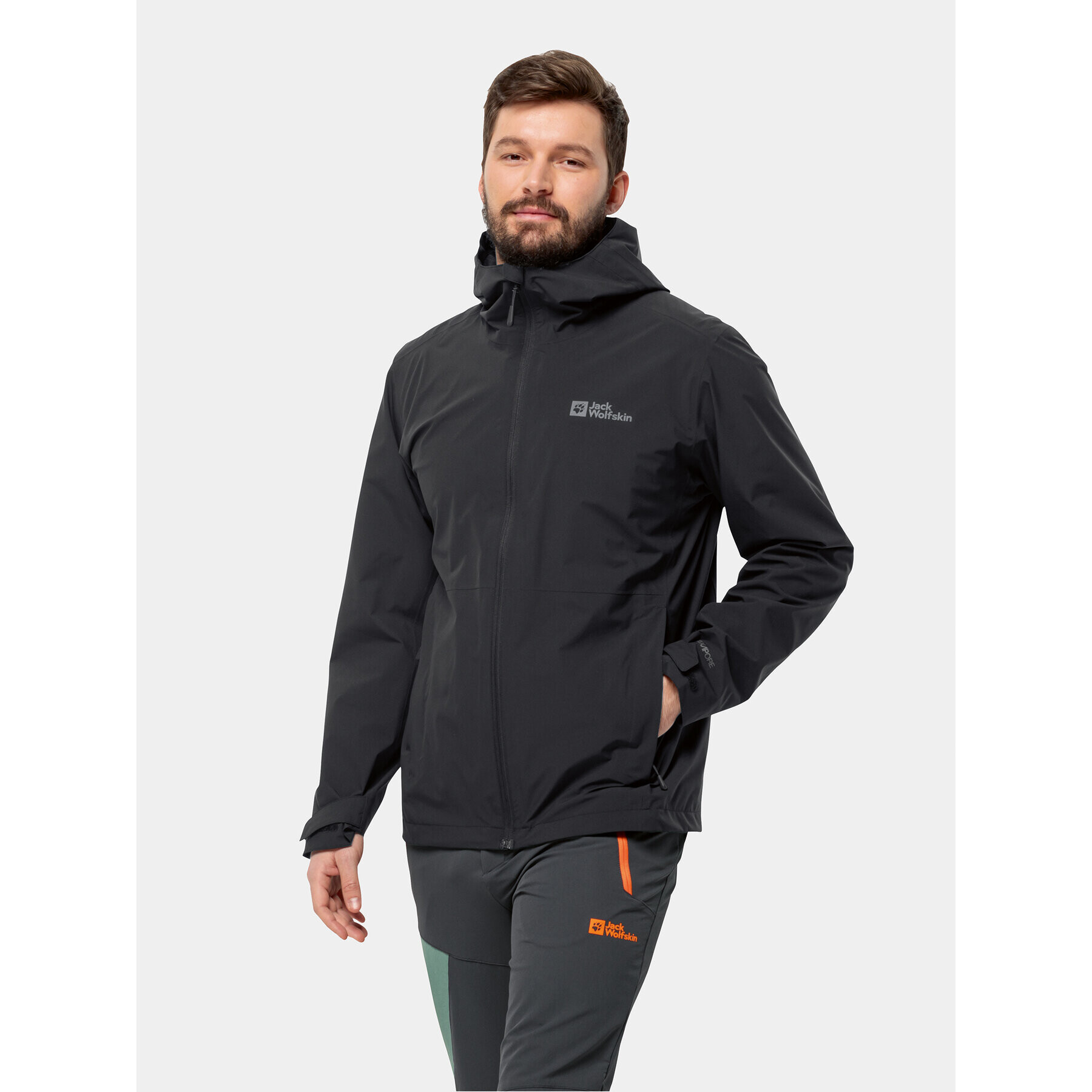 Jack Wolfskin Dežna jakna Robury 2L Jkt 1116391 Črna Regular Fit - Pepit.si