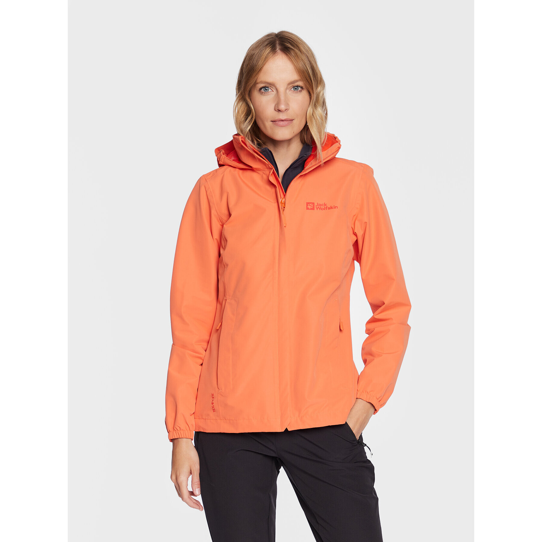 Jack Wolfskin Dežna jakna Stormy Point 2L 1111202 Oranžna Regular Fit - Pepit.si