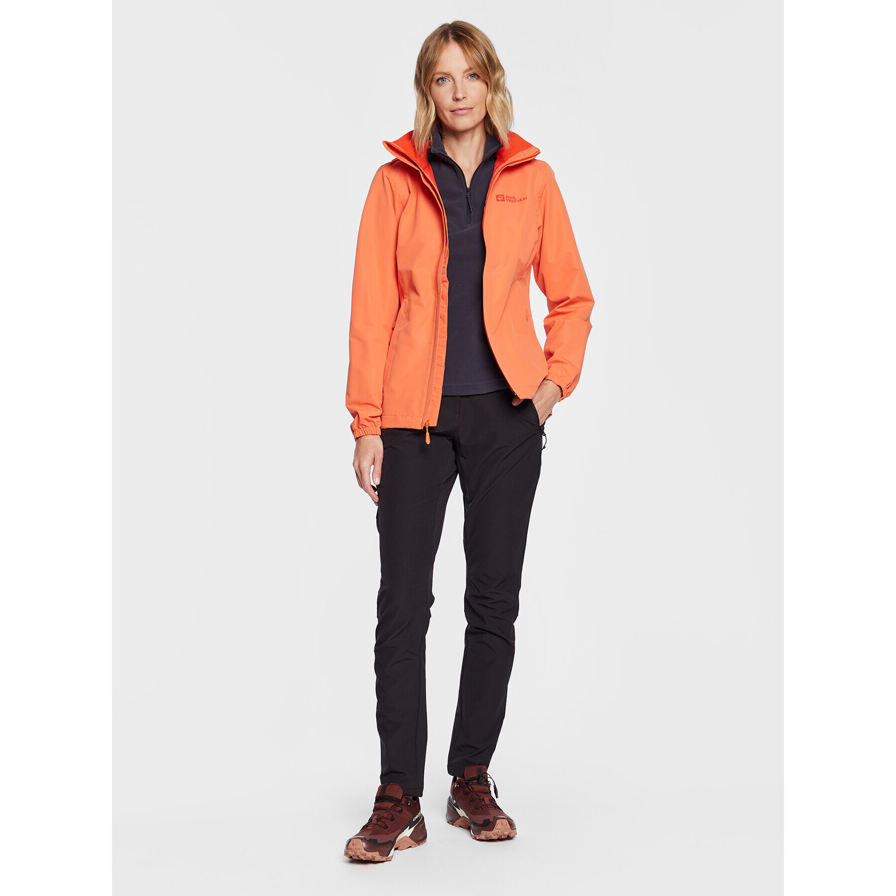 Jack Wolfskin Dežna jakna Stormy Point 2L 1111202 Oranžna Regular Fit - Pepit.si