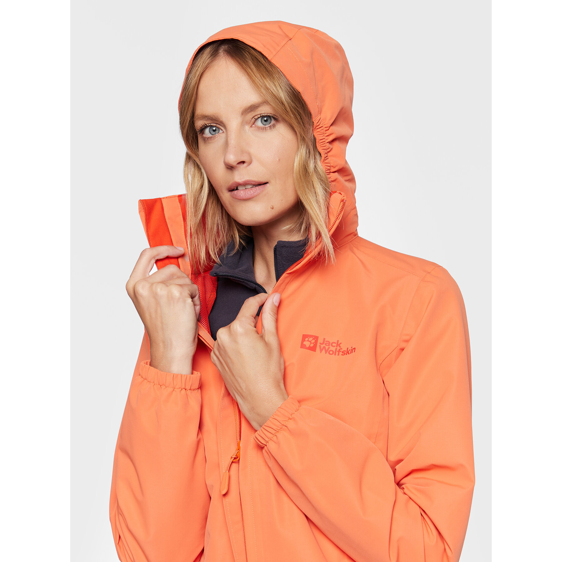 Jack Wolfskin Dežna jakna Stormy Point 2L 1111202 Oranžna Regular Fit - Pepit.si