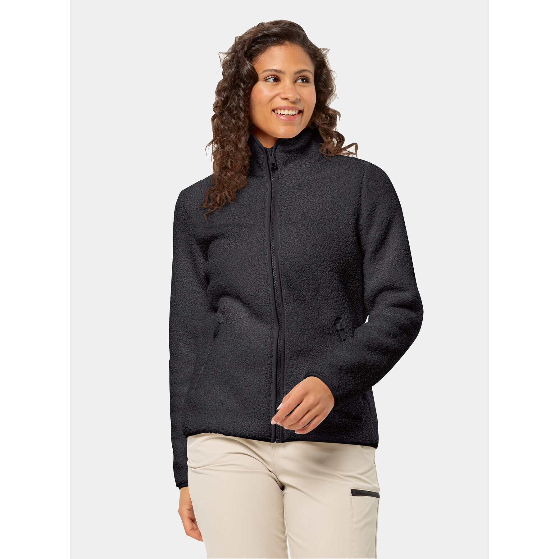 Jack Wolfskin Flis High Curl Jacket 1708732 Črna Regular Fit - Pepit.si