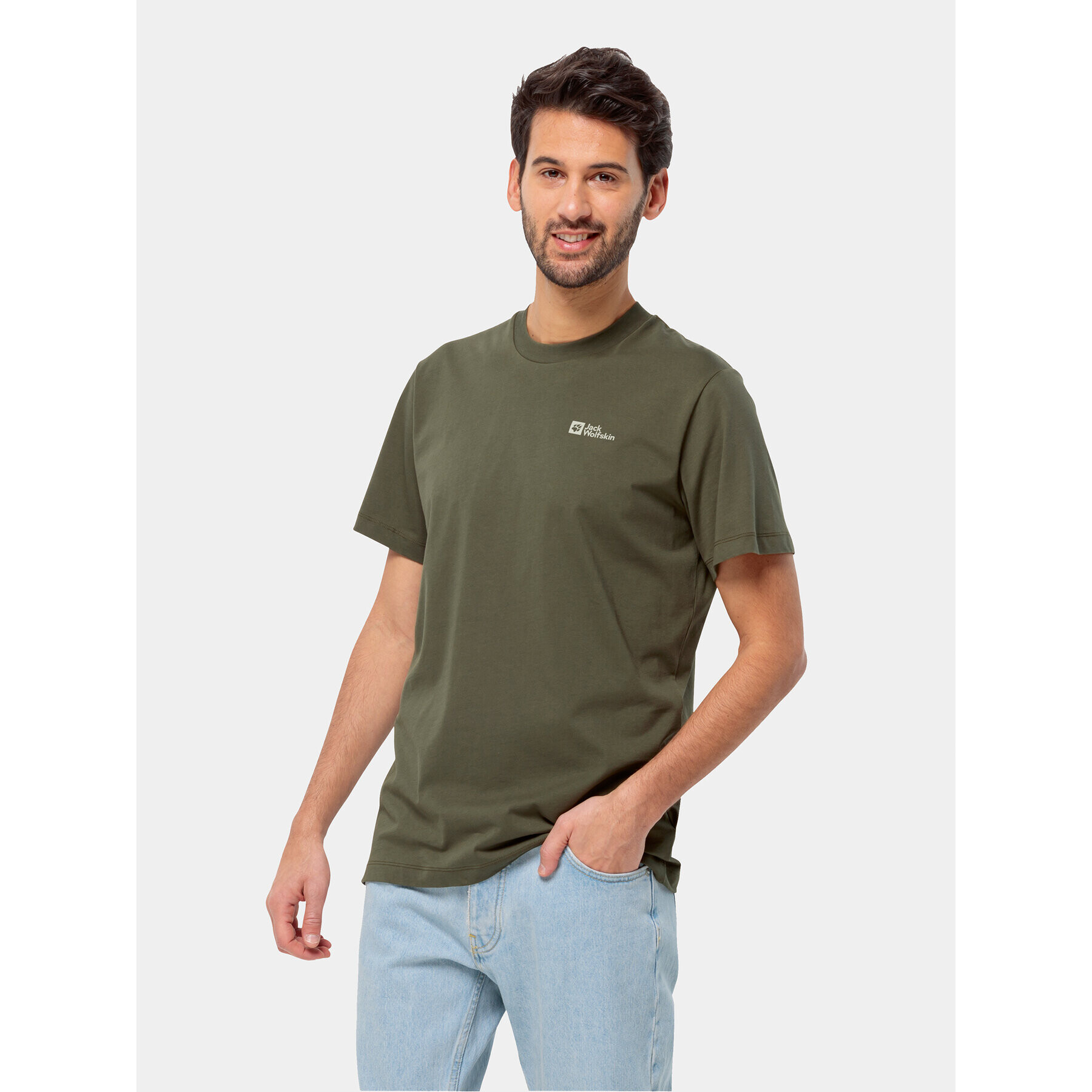 Jack Wolfskin Majica Essential T 1808382 Khaki Regular Fit - Pepit.si