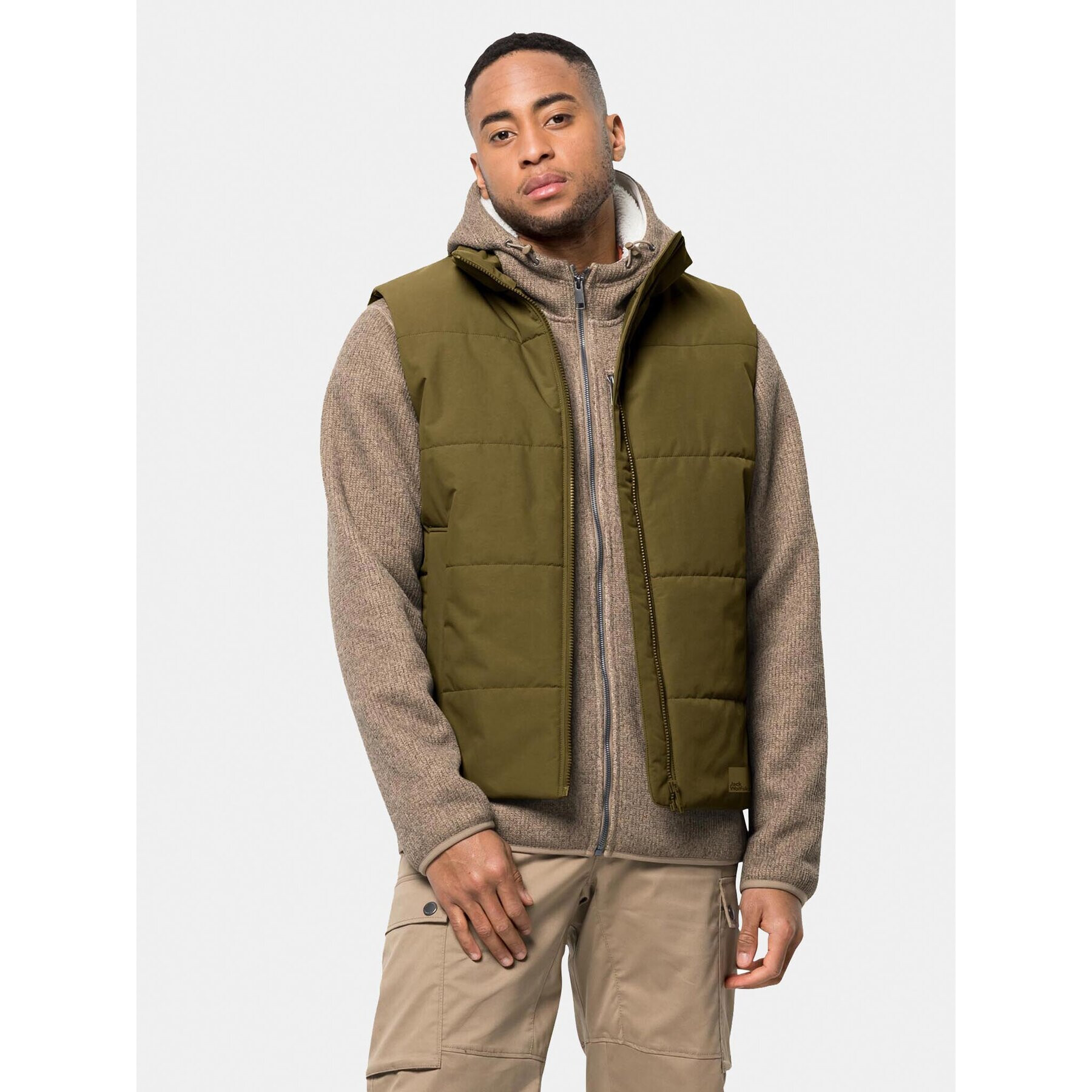 Jack Wolfskin Telovnik White Frost Vest 1206402 Khaki Regular Fit - Pepit.si