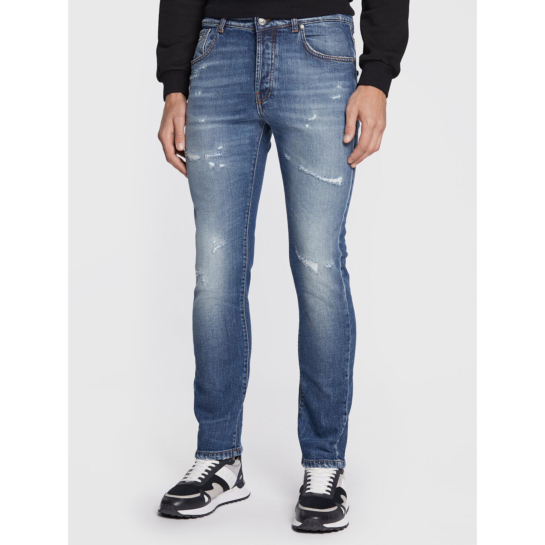 John Richmond Jeans hlače RMA22044JE Mornarsko modra Regular Fit - Pepit.si