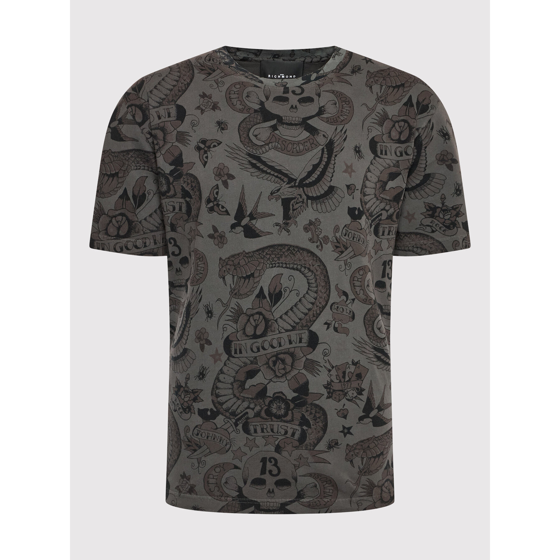 John Richmond Majica Tattoo Print RMA22077TS Siva Regular Fit - Pepit.si