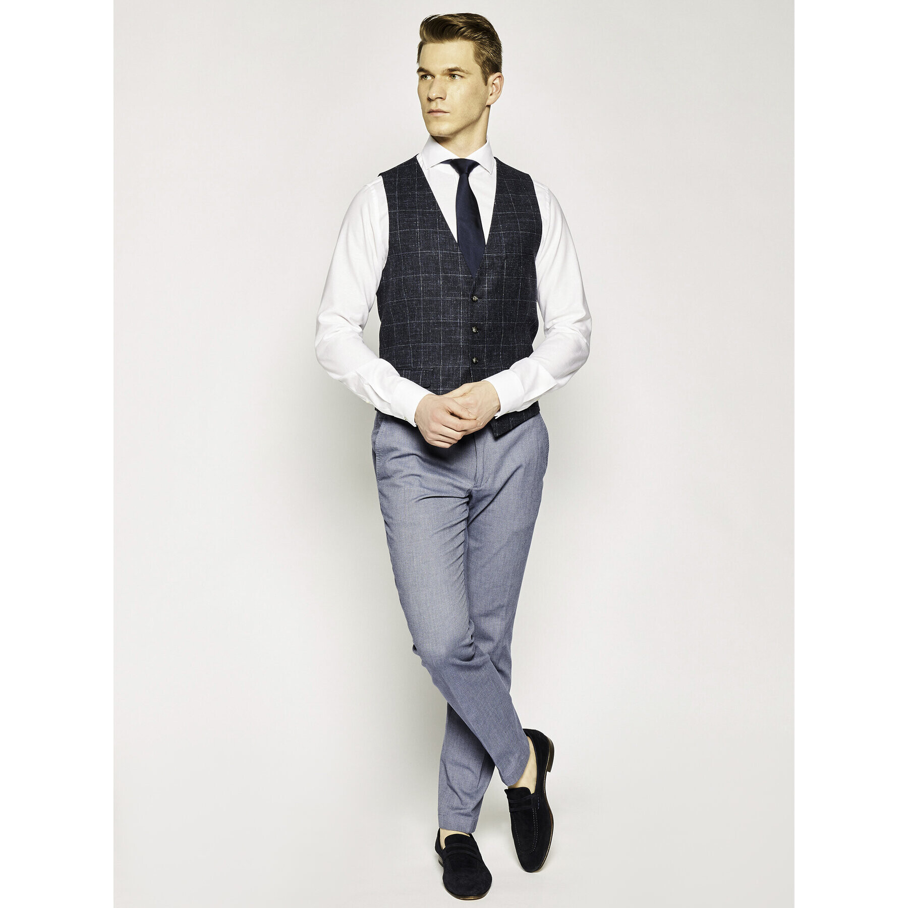 JOOP! Hlače iz tkanine 17 Jt-24Hanc-W 30019334 Mornarsko modra Slim Fit - Pepit.si