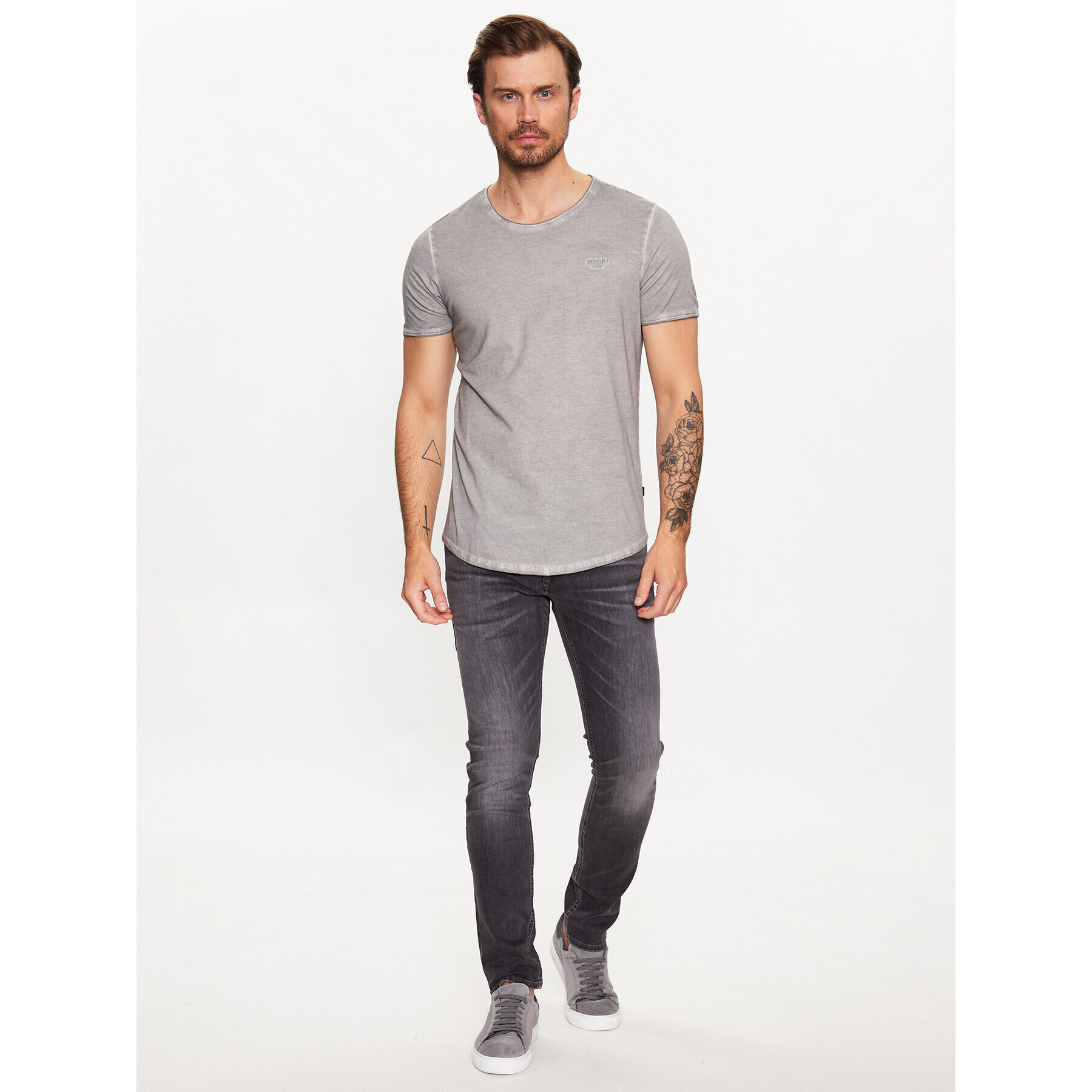 JOOP! Jeans Majica 30032102 Srebrna Modern Fit - Pepit.si