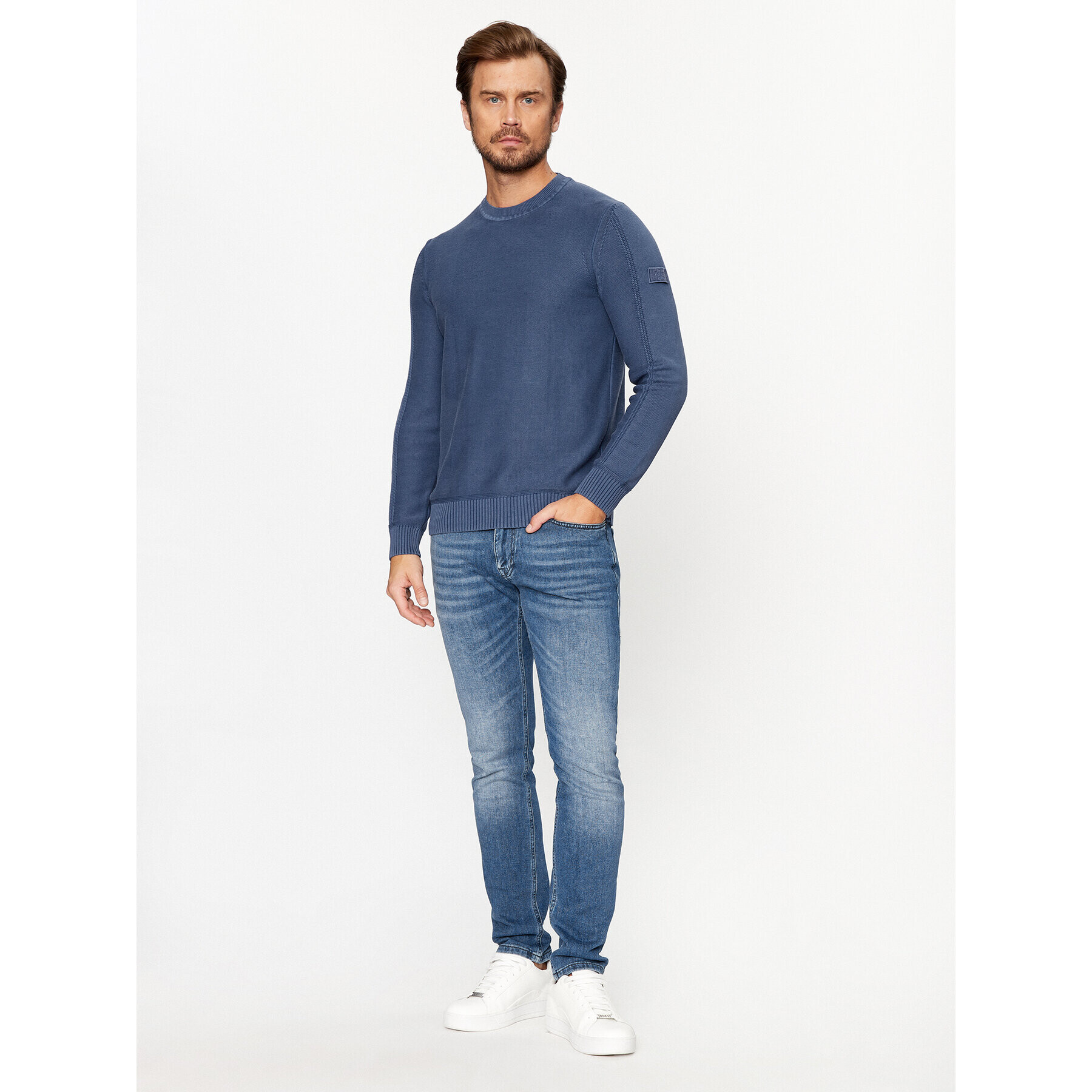 JOOP! Jeans Pulover 30037998 Mornarsko modra Modern Fit - Pepit.si