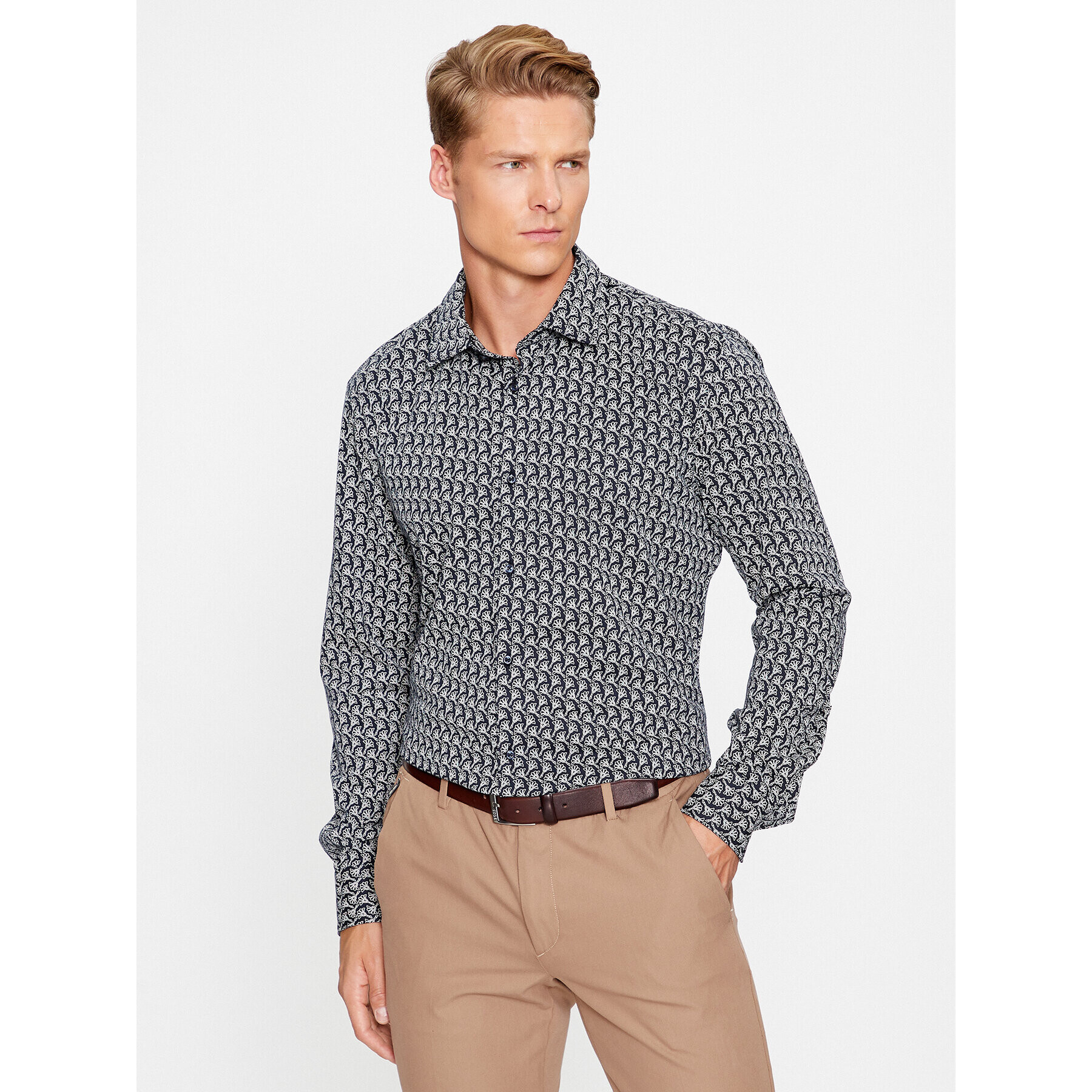 JOOP! Srajca 30038819 Mornarsko modra Slim Fit - Pepit.si