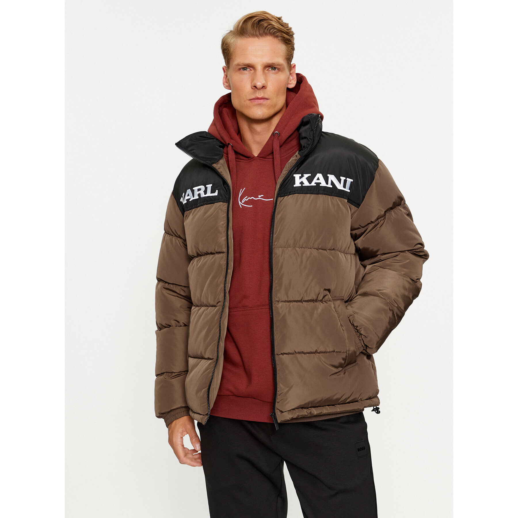 Karl Kani Puhovka KK Retro Essential Puffer 6076007 Rjava Regular Fit - Pepit.si