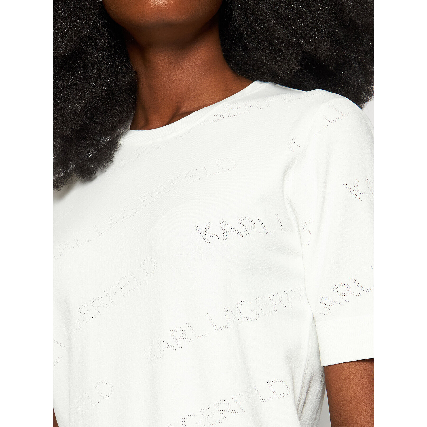 KARL LAGERFELD Bluza All-Over Logo 215W2000 Bela Regular Fit - Pepit.si