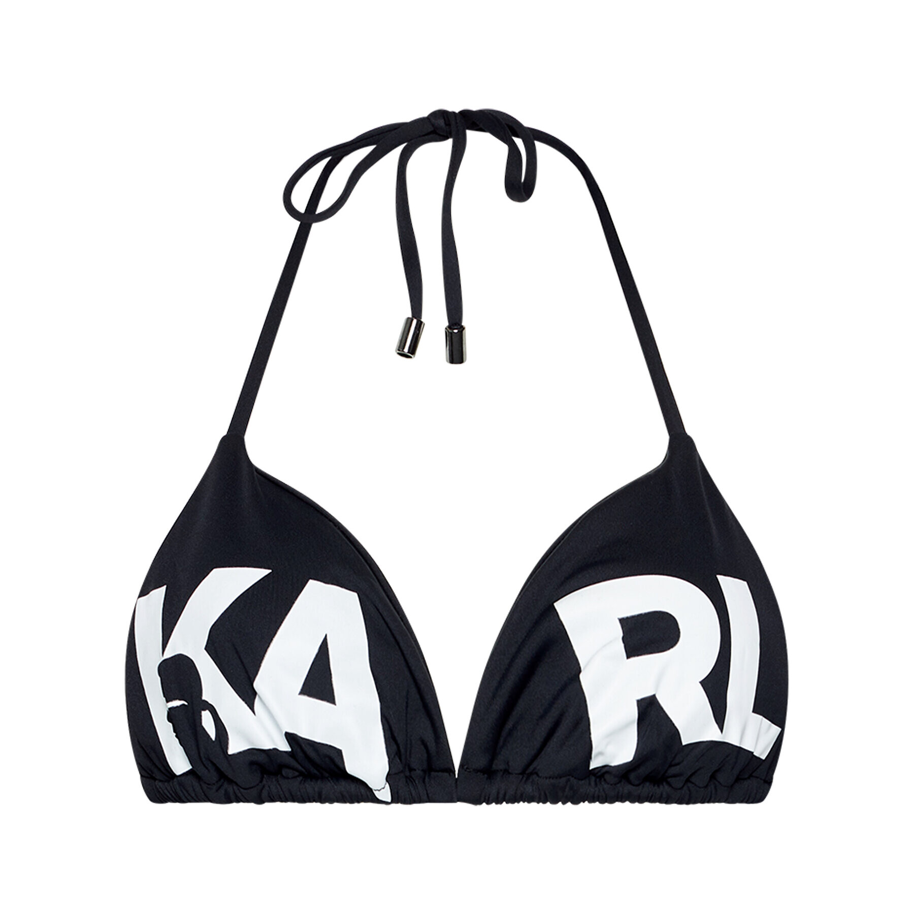 KARL LAGERFELD Gornji del bikini Printed Logo KL21WTP05 Črna - Pepit.si