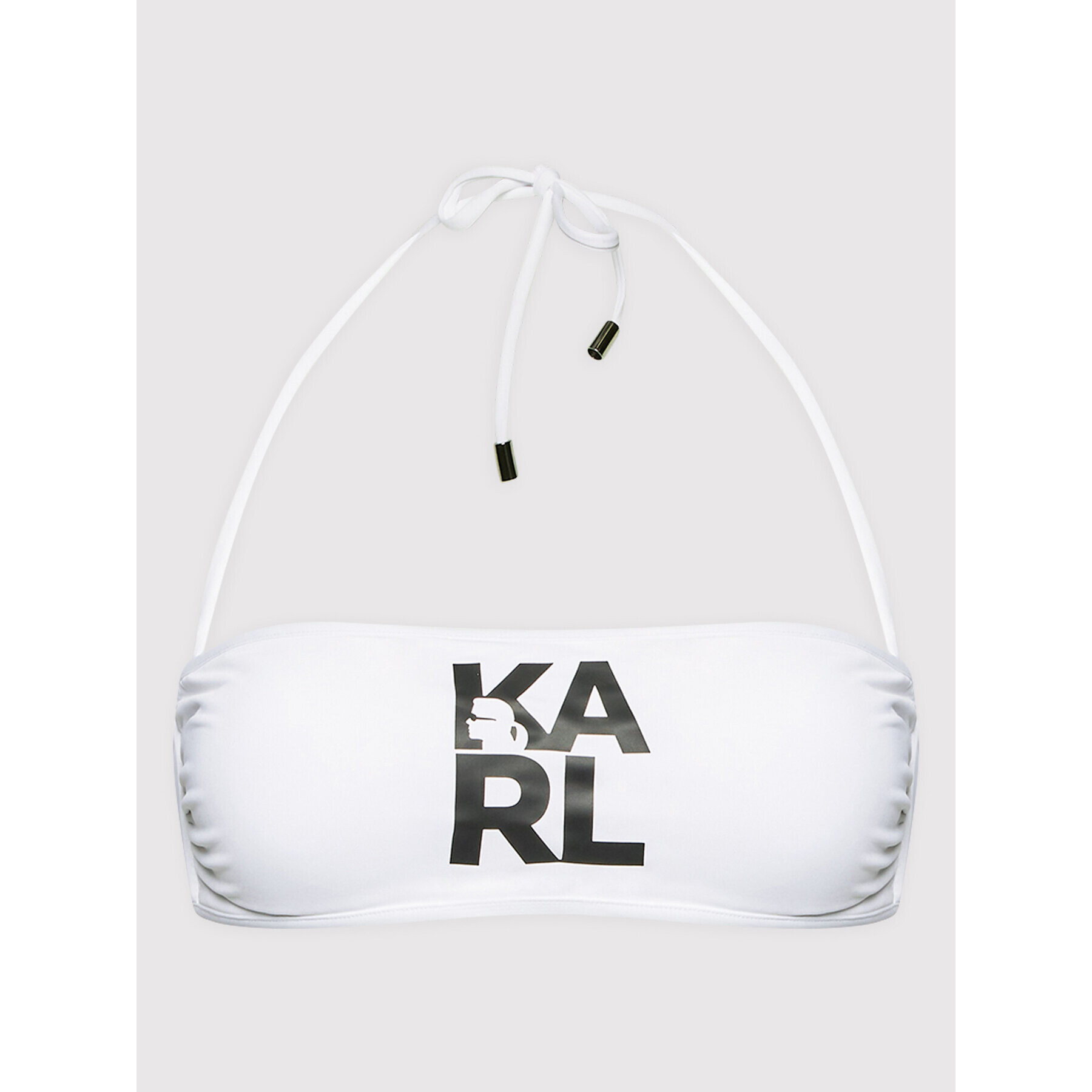 KARL LAGERFELD Gornji del bikini Printed Logo KL22WTP02 Bela - Pepit.si