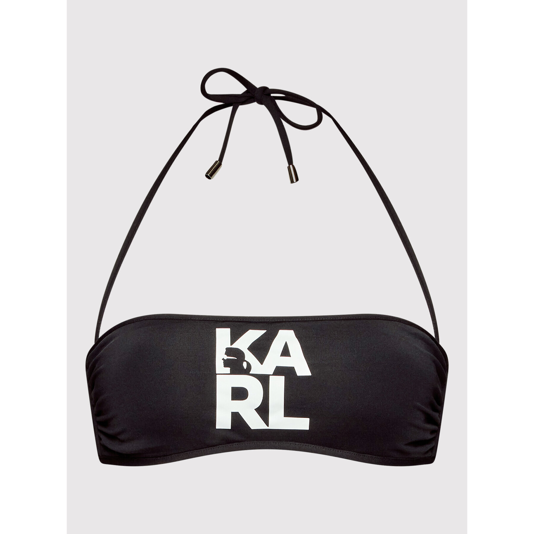 KARL LAGERFELD Gornji del bikini Printed Logo KL22WTP02 Črna - Pepit.si