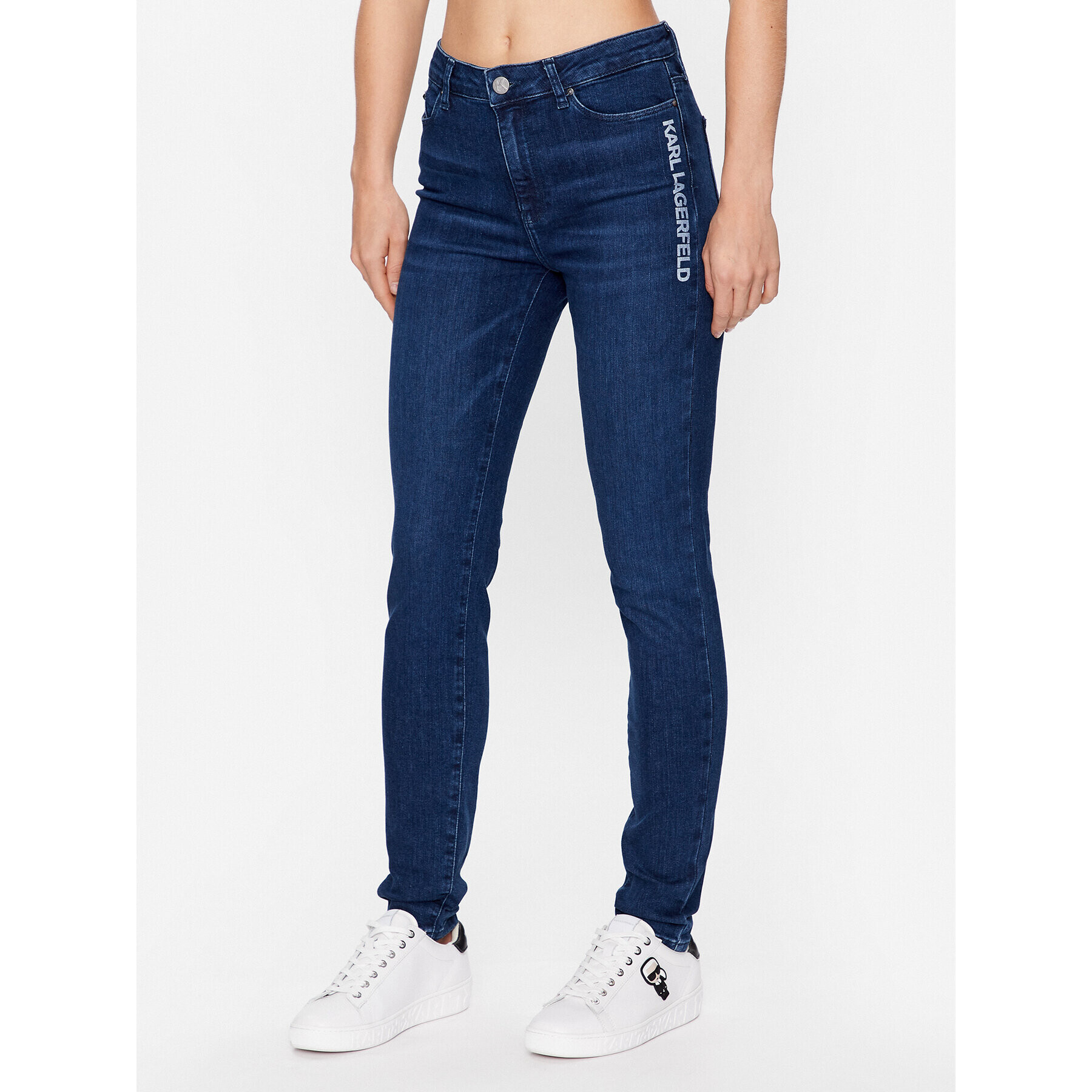 KARL LAGERFELD Jeans hlače 225W1102 Modra Skinny Fit - Pepit.si