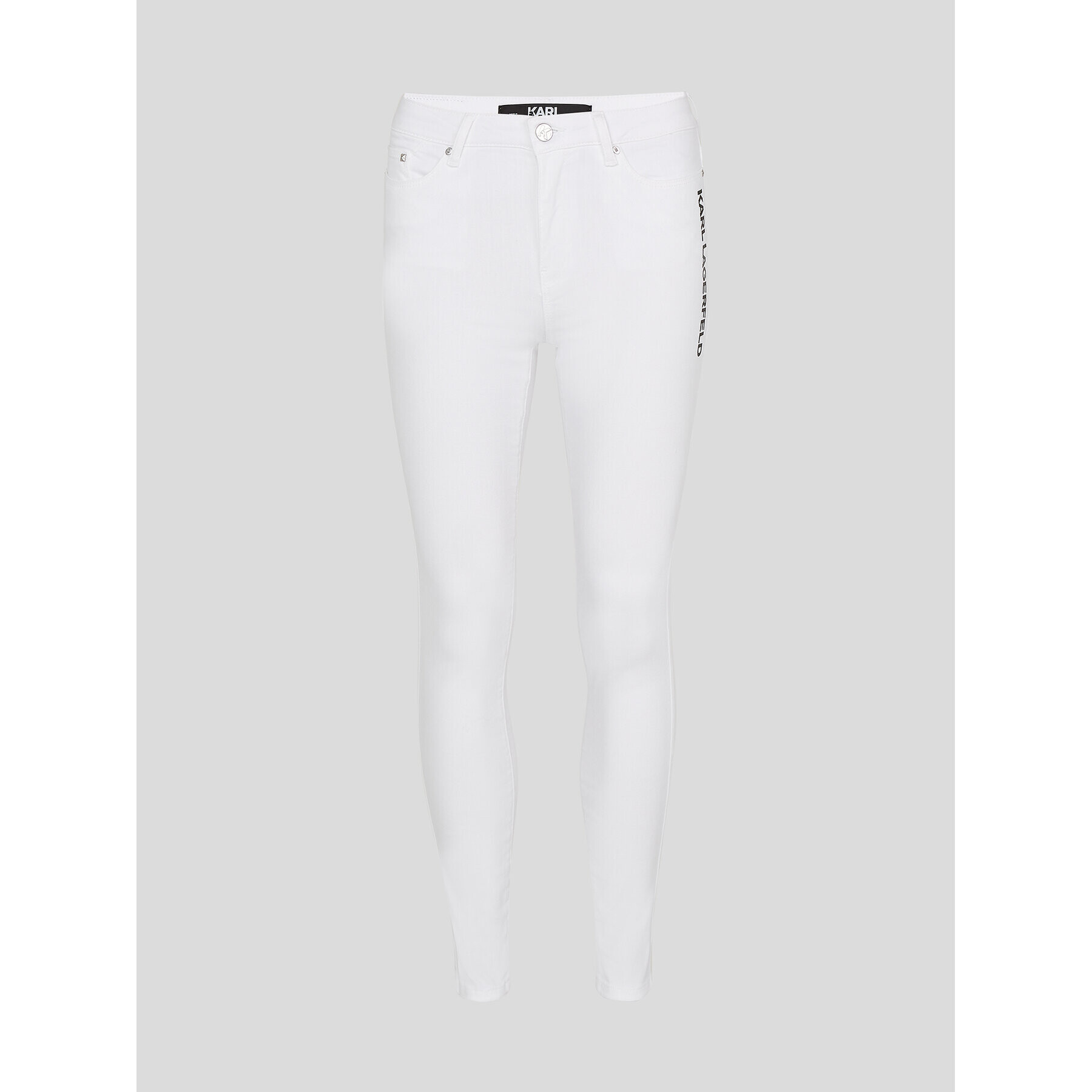 KARL LAGERFELD Jeans hlače Logo 225W1104 Bela Skinny Fit - Pepit.si