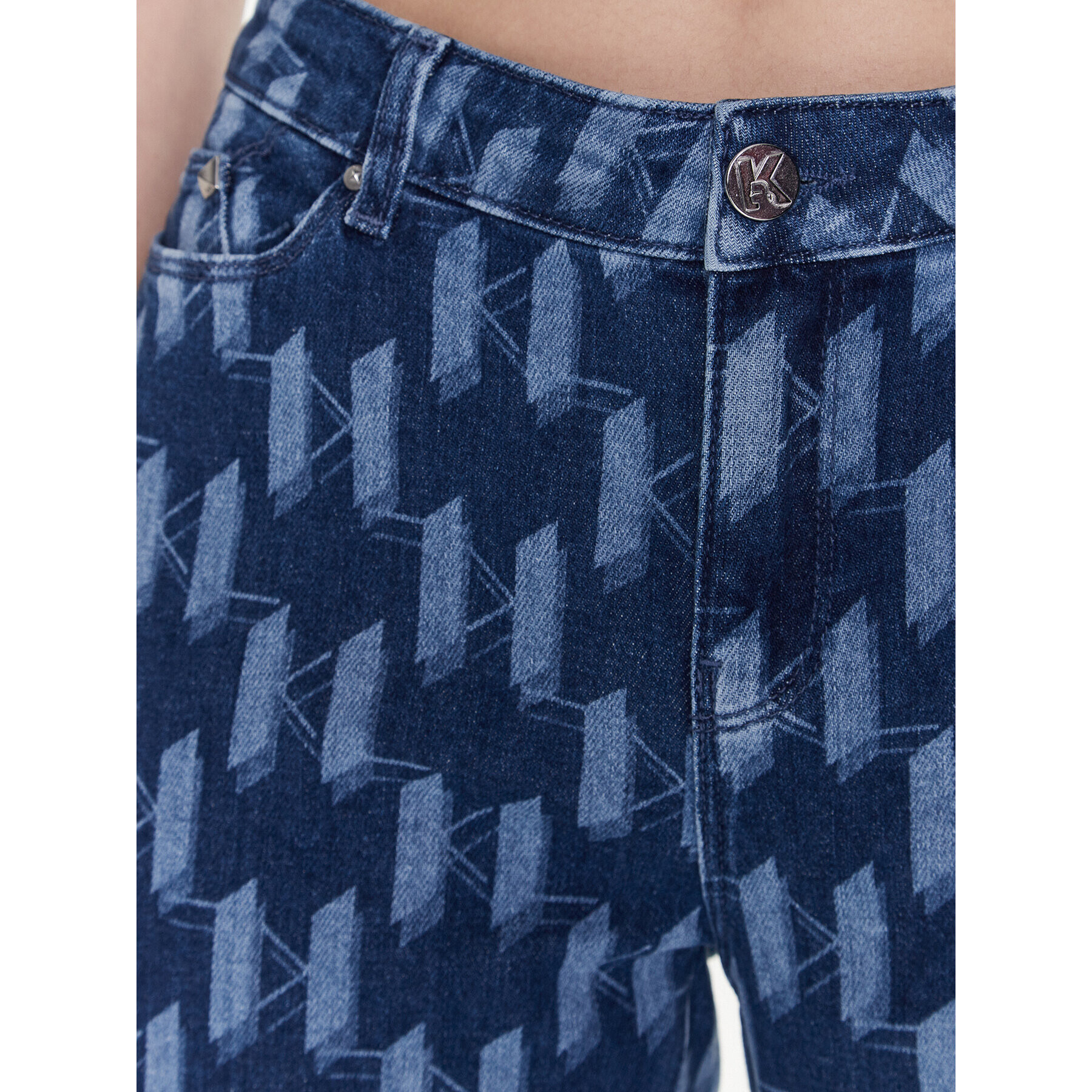 KARL LAGERFELD Jeans hlače Monogram 225W1106 Modra Regular Fit - Pepit.si