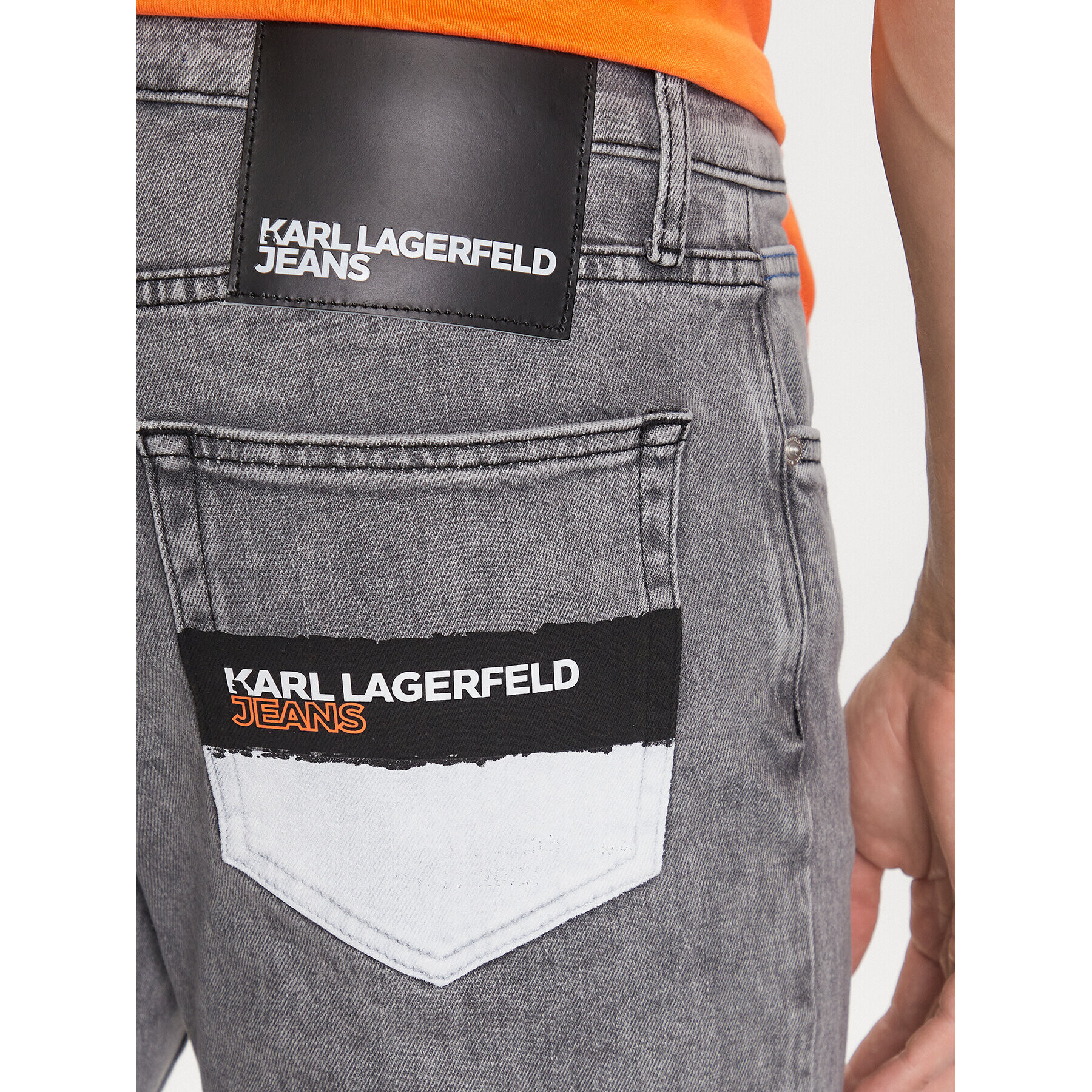 Karl Lagerfeld Jeans Jeans hlače Paint Logo 231D1101 Siva Slim Fit - Pepit.si