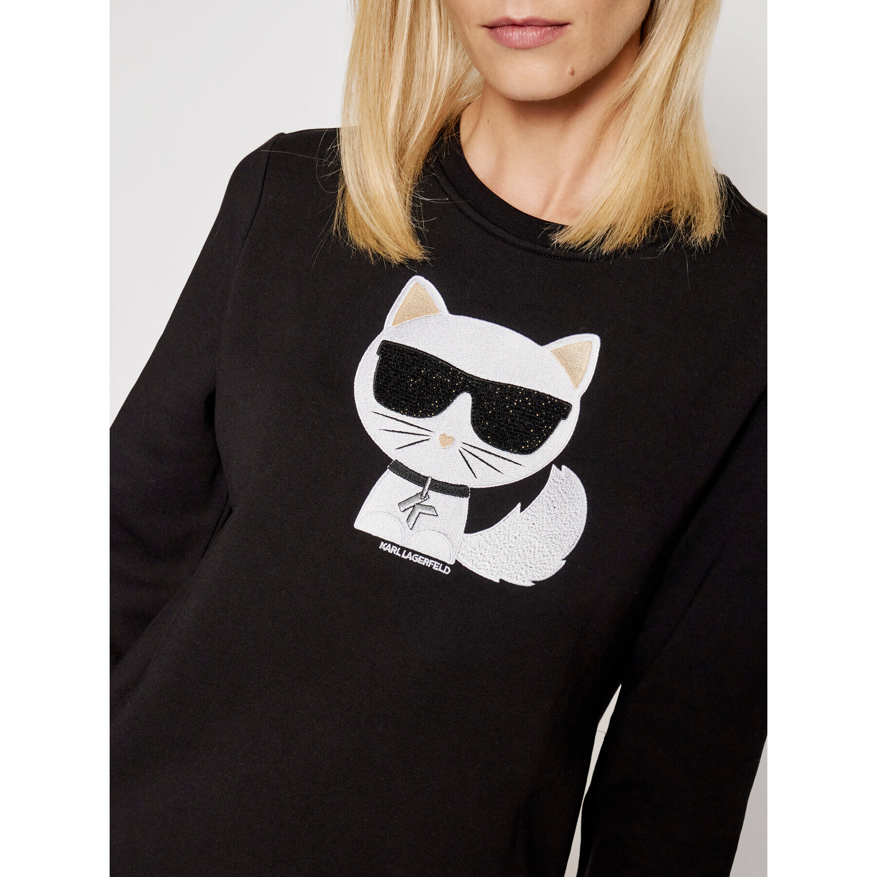 KARL LAGERFELD Jopa Ikonik Choupette 210W1823 Črna Regular Fit - Pepit.si