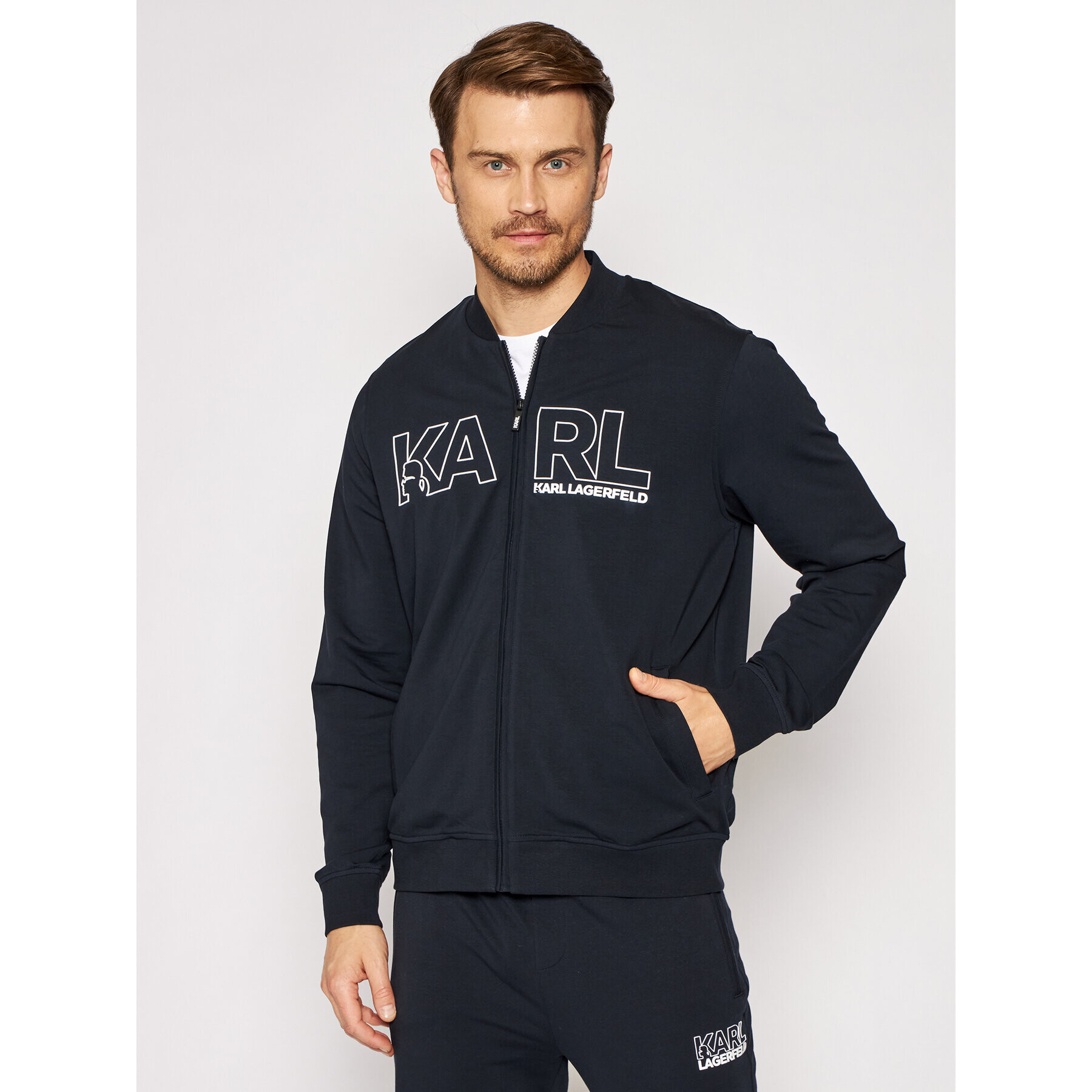 KARL LAGERFELD Jopa Sweat Zip 705034 511902 Mornarsko modra Regular Fit - Pepit.si