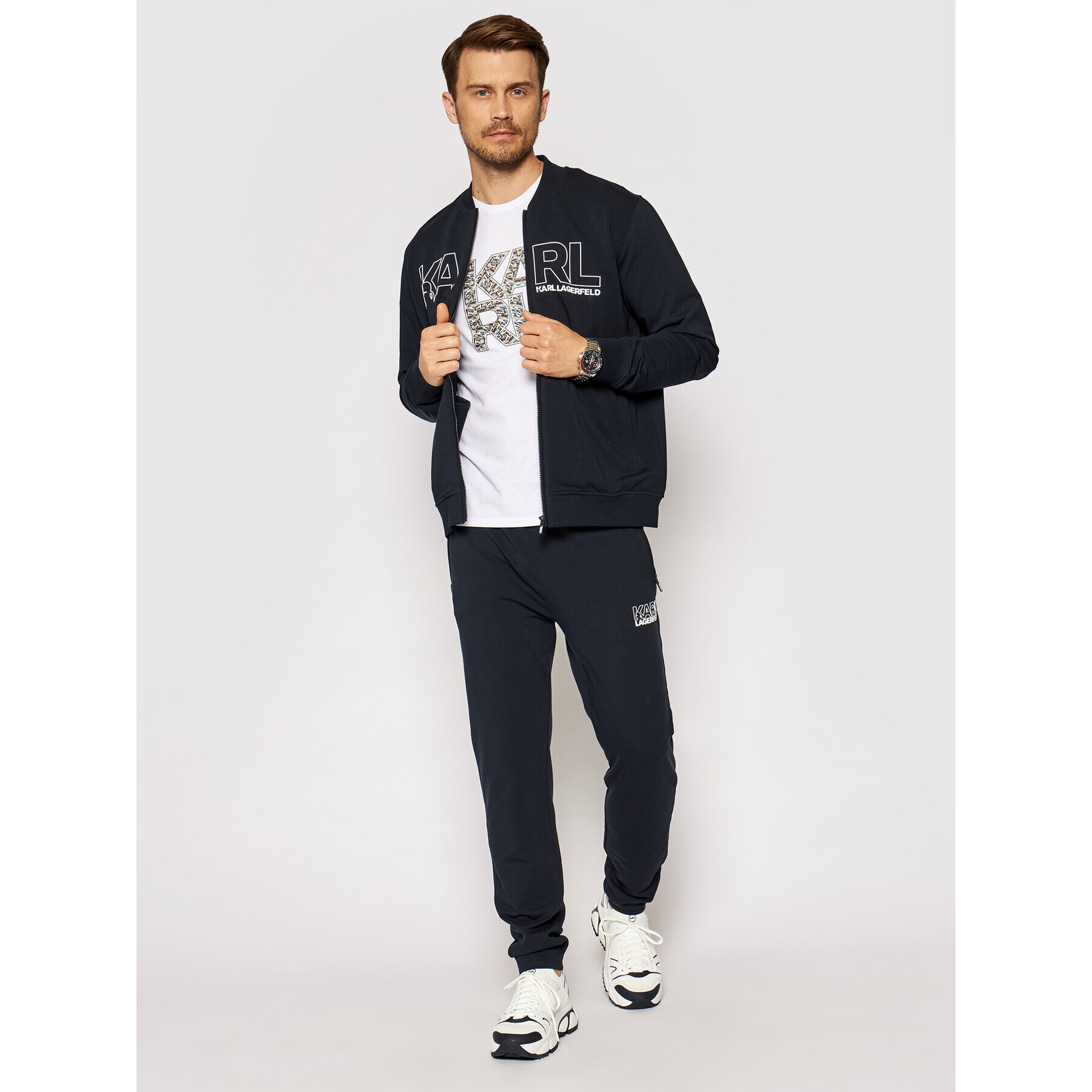 KARL LAGERFELD Jopa Sweat Zip 705034 511902 Mornarsko modra Regular Fit - Pepit.si