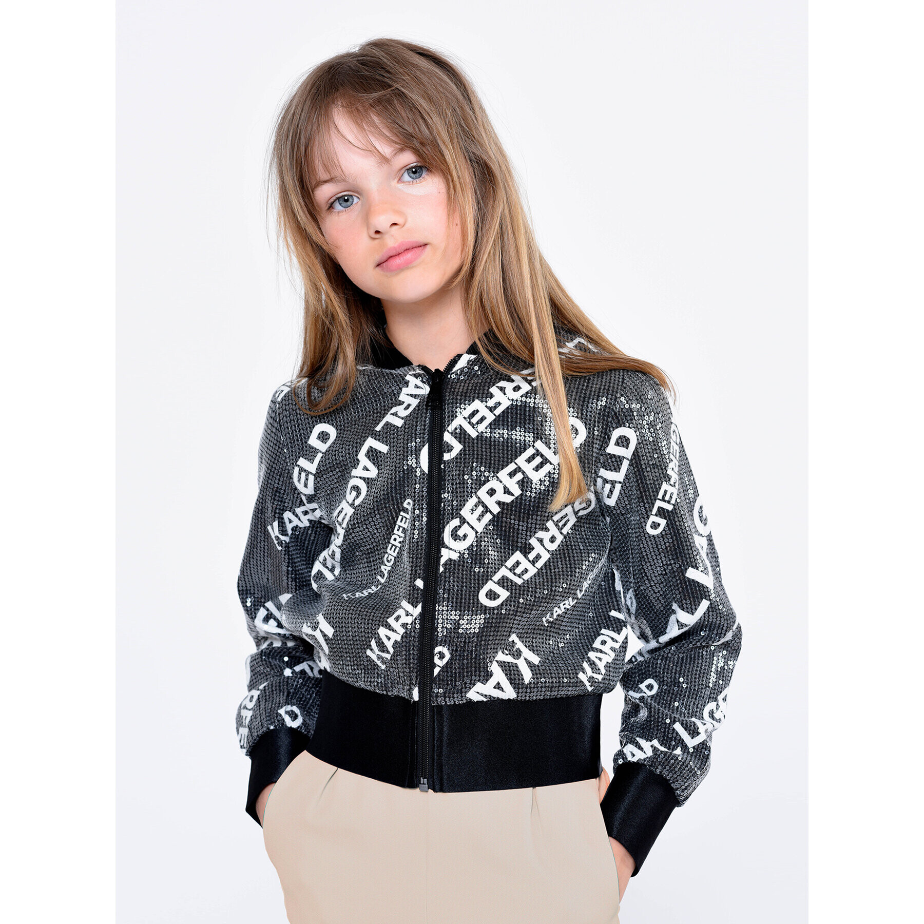 Karl Lagerfeld Kids Bomber jakna Z16148 D Črna Regular Fit - Pepit.si