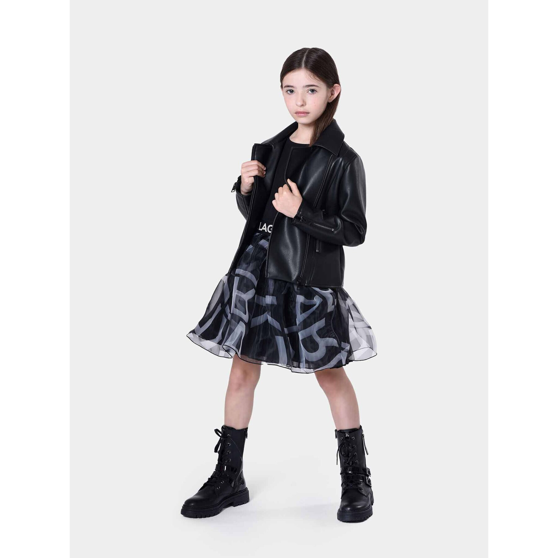 Karl Lagerfeld Kids Jakna iz umetnega usnja Z16161 D Črna Regular Fit - Pepit.si