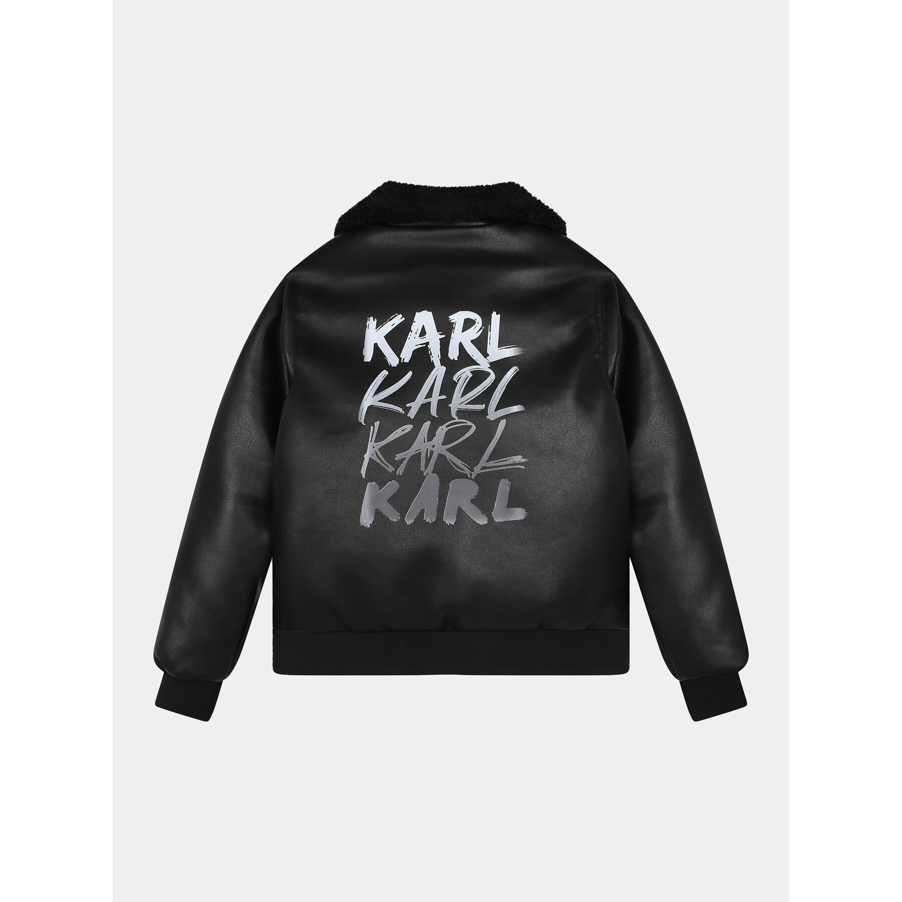 Karl Lagerfeld Kids Jakna iz umetnega usnja Z26103 D Črna Regular Fit - Pepit.si