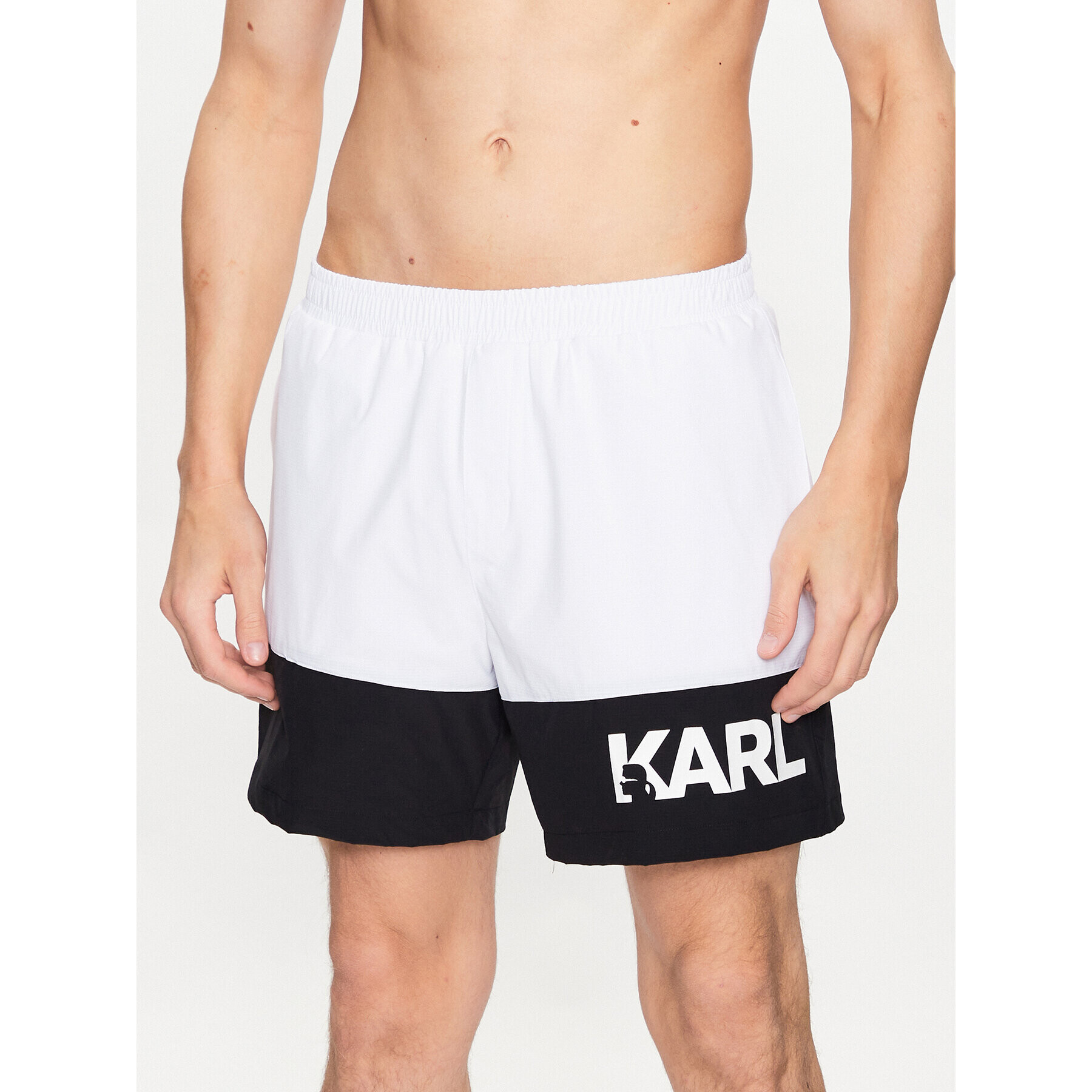 KARL LAGERFELD Kopalne hlače 230M2206 Bela Regular Fit - Pepit.si