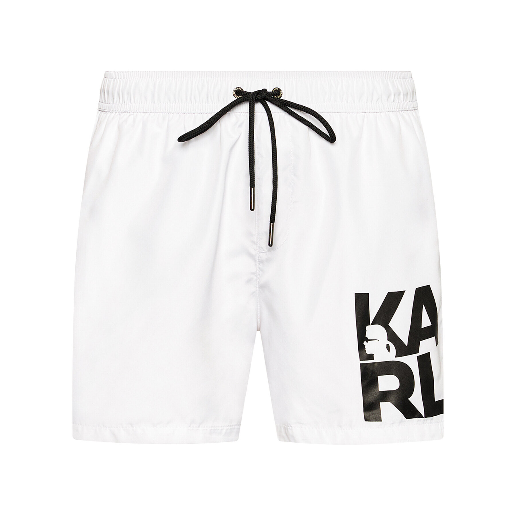 KARL LAGERFELD Kopalne hlače Classic KL21MBS02 Bela Regular Fit - Pepit.si