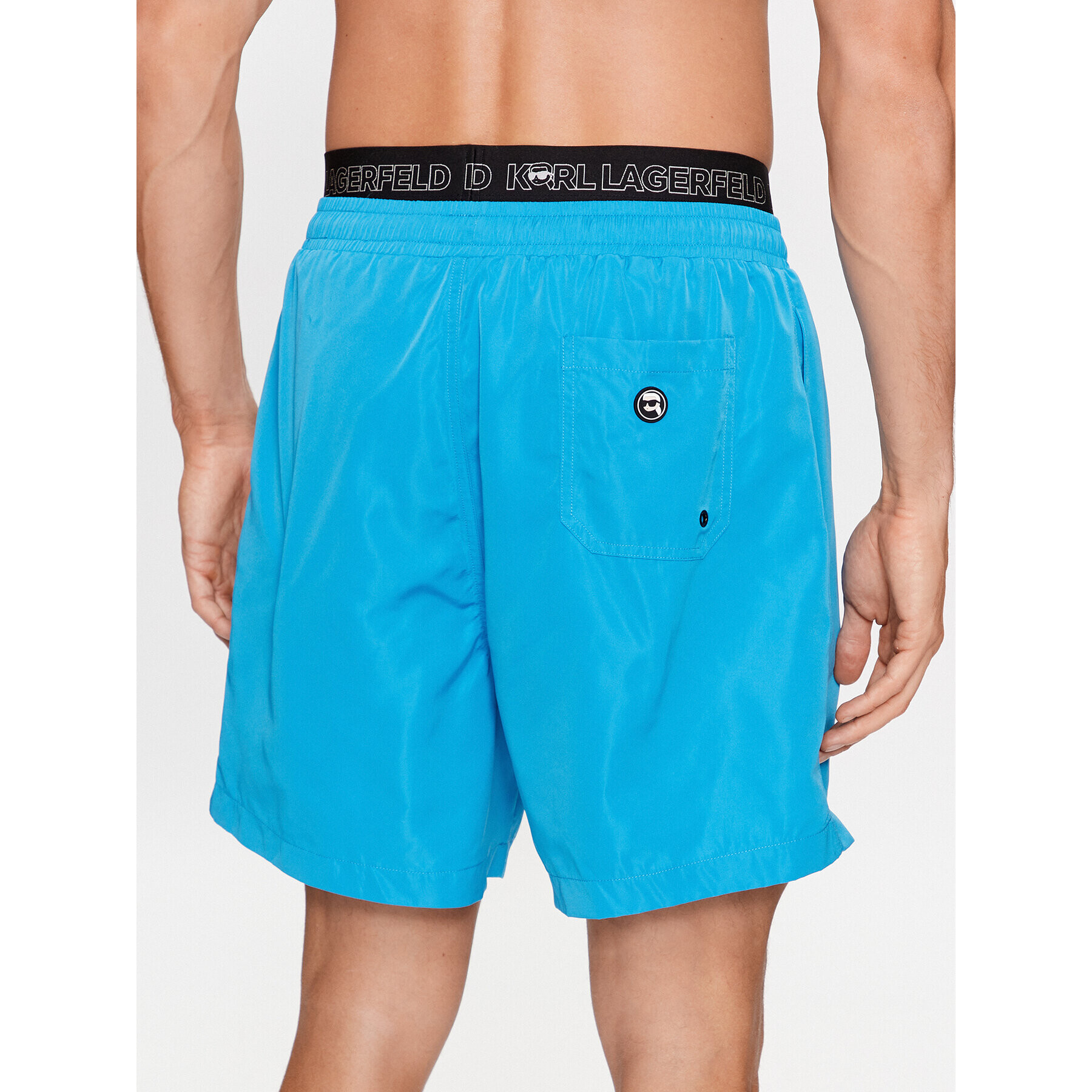 KARL LAGERFELD Kratke hlače za na plažo Ikonik 2.0 Elastic Med Shorts 235M2213 Modra Regular Fit - Pepit.si