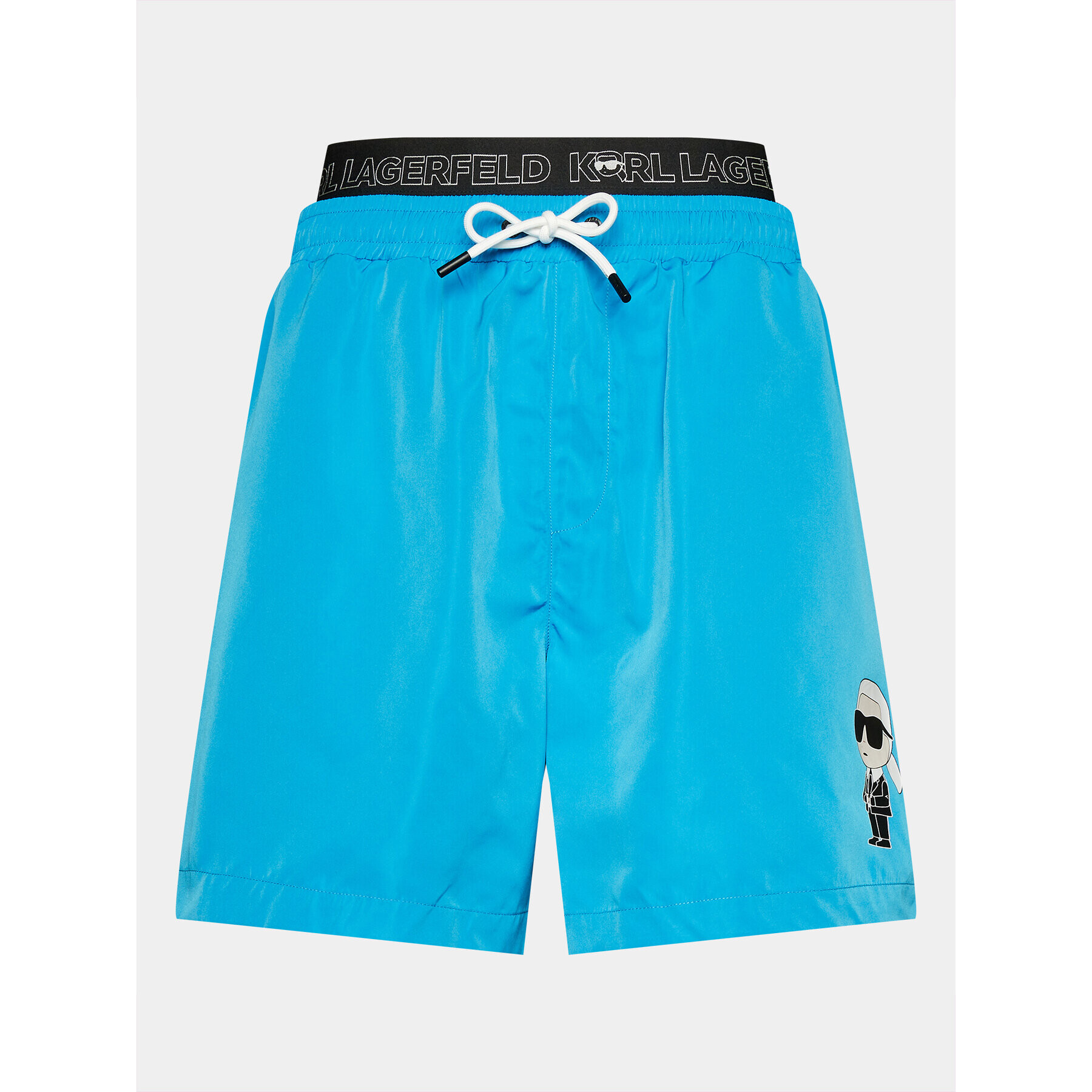 KARL LAGERFELD Kratke hlače za na plažo Ikonik 2.0 Elastic Med Shorts 235M2213 Modra Regular Fit - Pepit.si