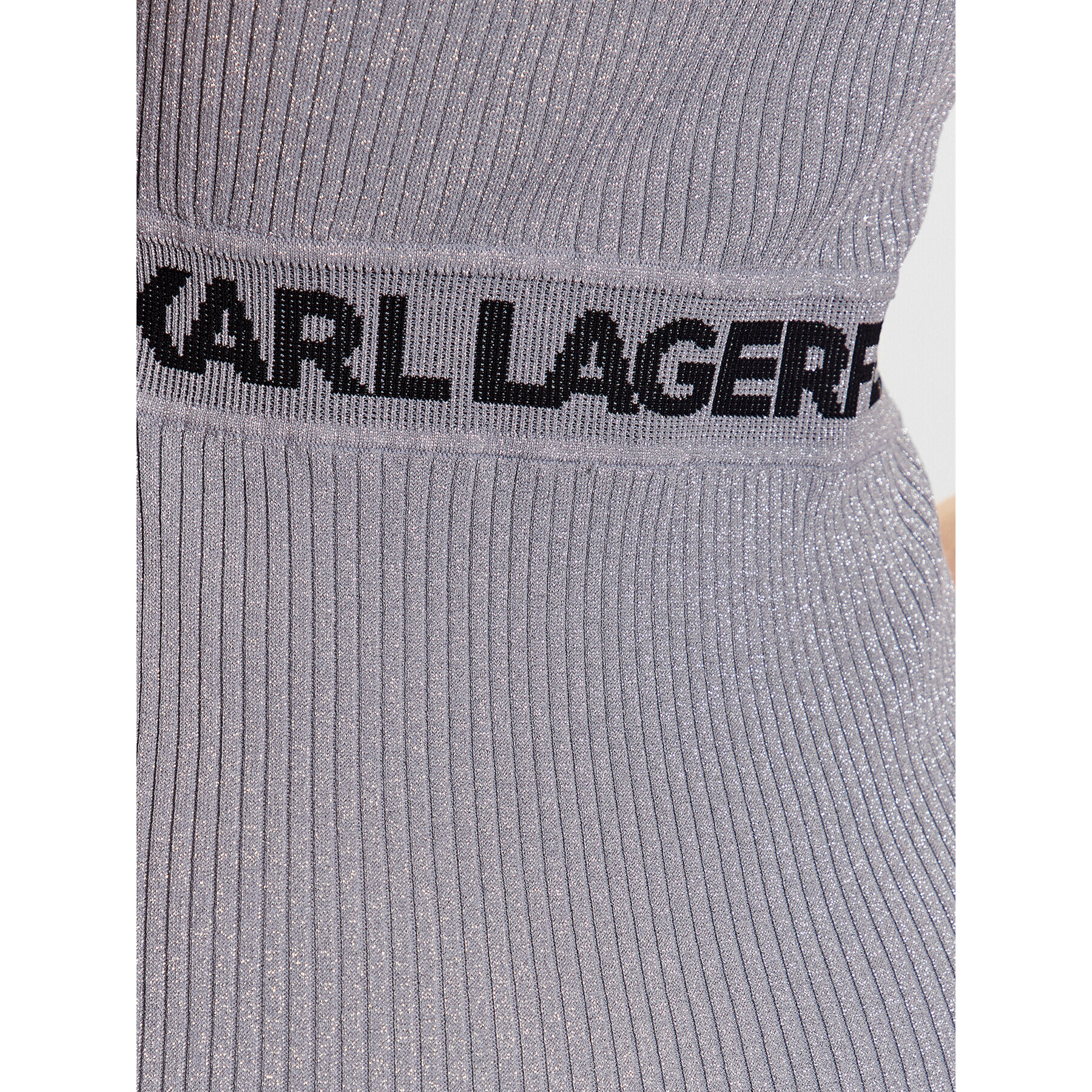 KARL LAGERFELD Pletena obleka 230W1359 Srebrna Slim Fit - Pepit.si