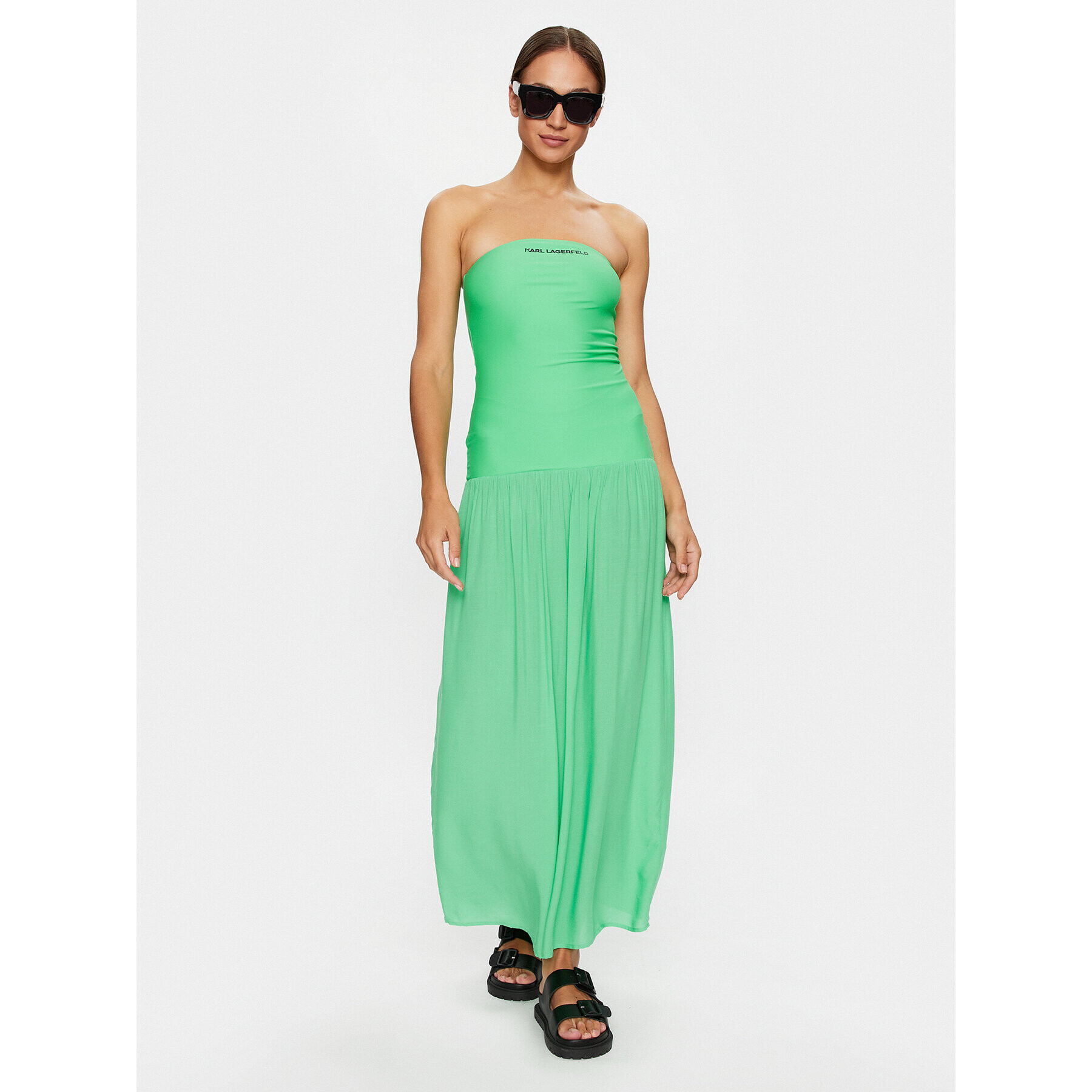 KARL LAGERFELD Poletna obleka Straples Beach Dress 231W2206 Zelena Regular Fit - Pepit.si