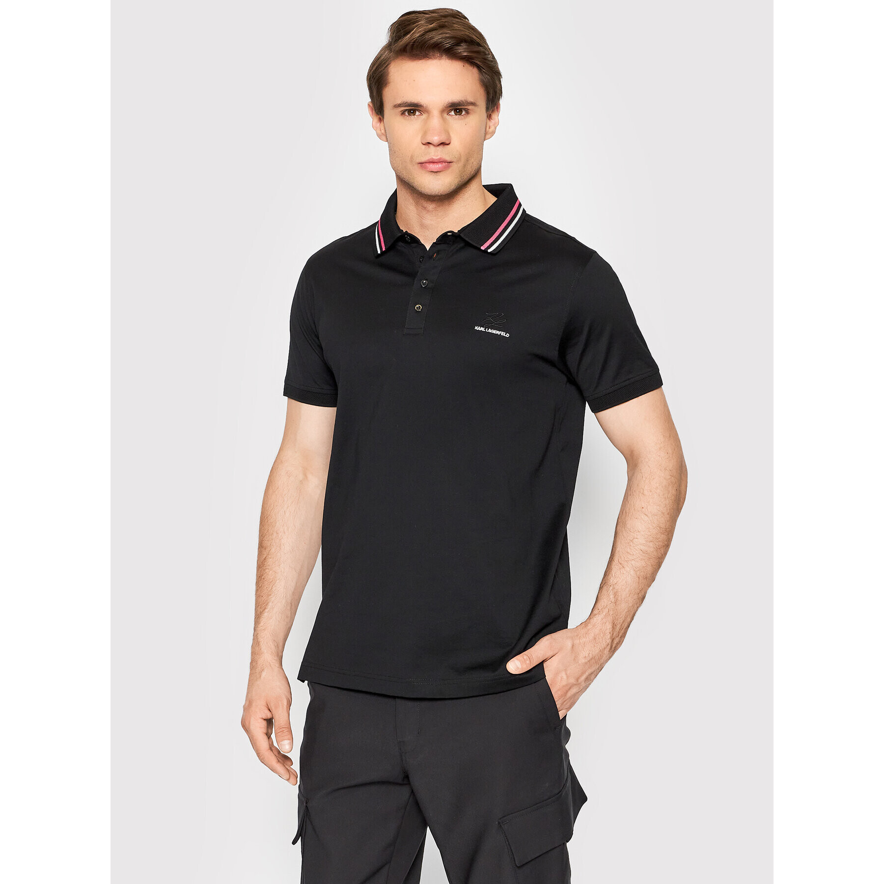 KARL LAGERFELD Polo majica 745002 511200 Črna Regular Fit - Pepit.si