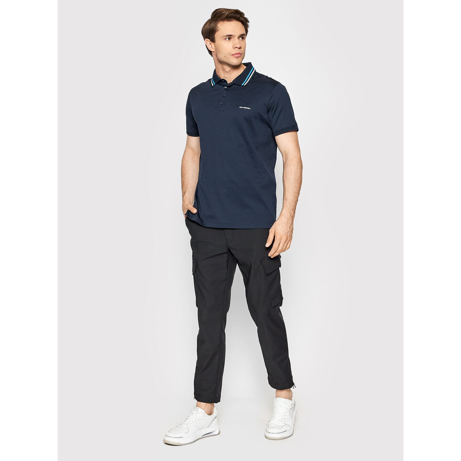 KARL LAGERFELD Polo majica 745002 511200 Mornarsko modra Regular Fit - Pepit.si