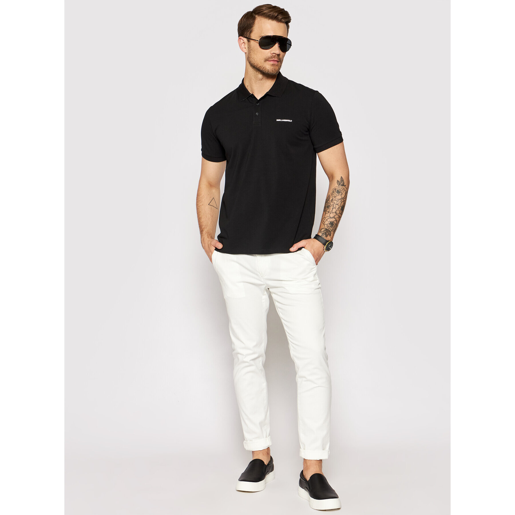 KARL LAGERFELD Polo majica 745015 511221 Črna Regular Fit - Pepit.si