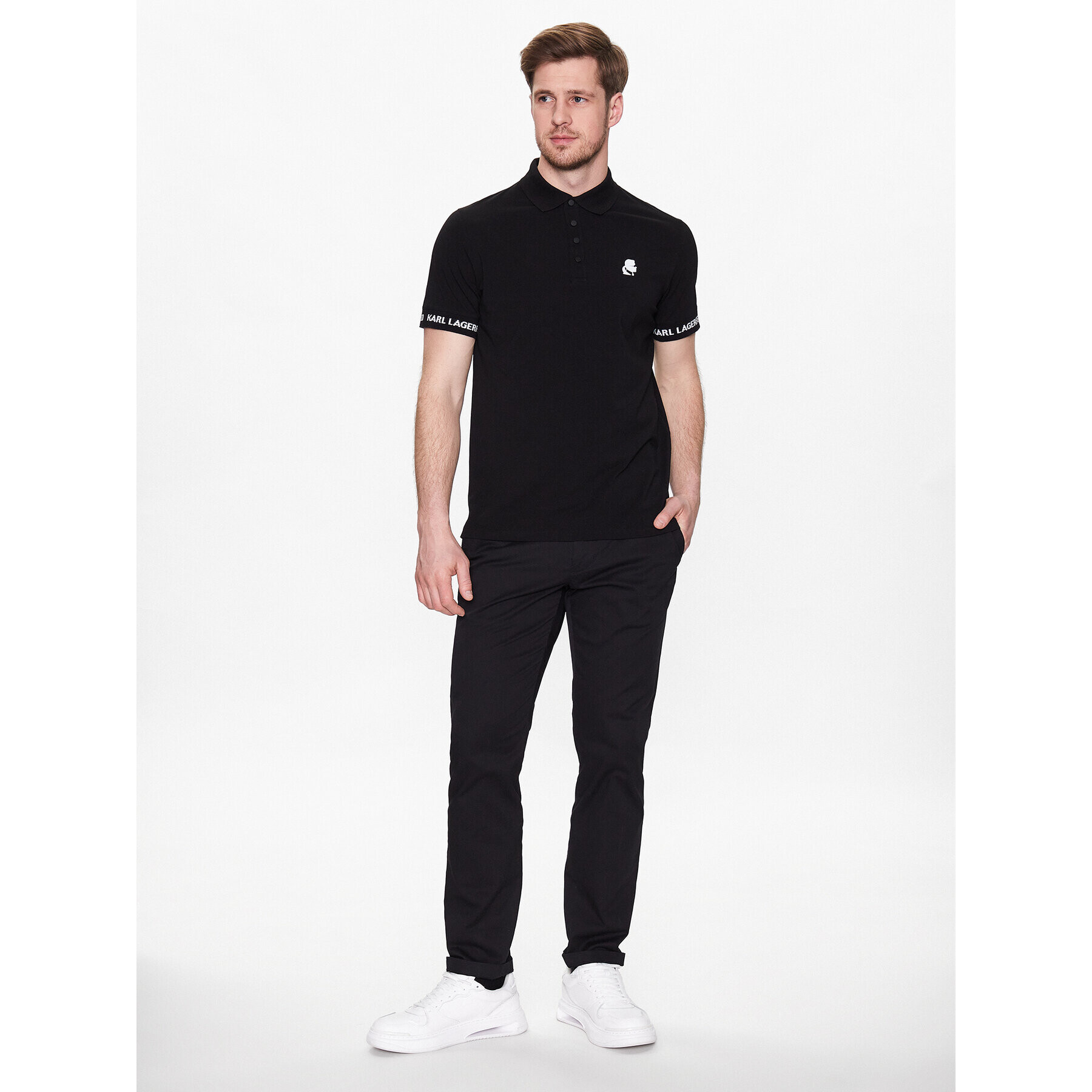 KARL LAGERFELD Polo majica 745018 532221 Črna Regular Fit - Pepit.si