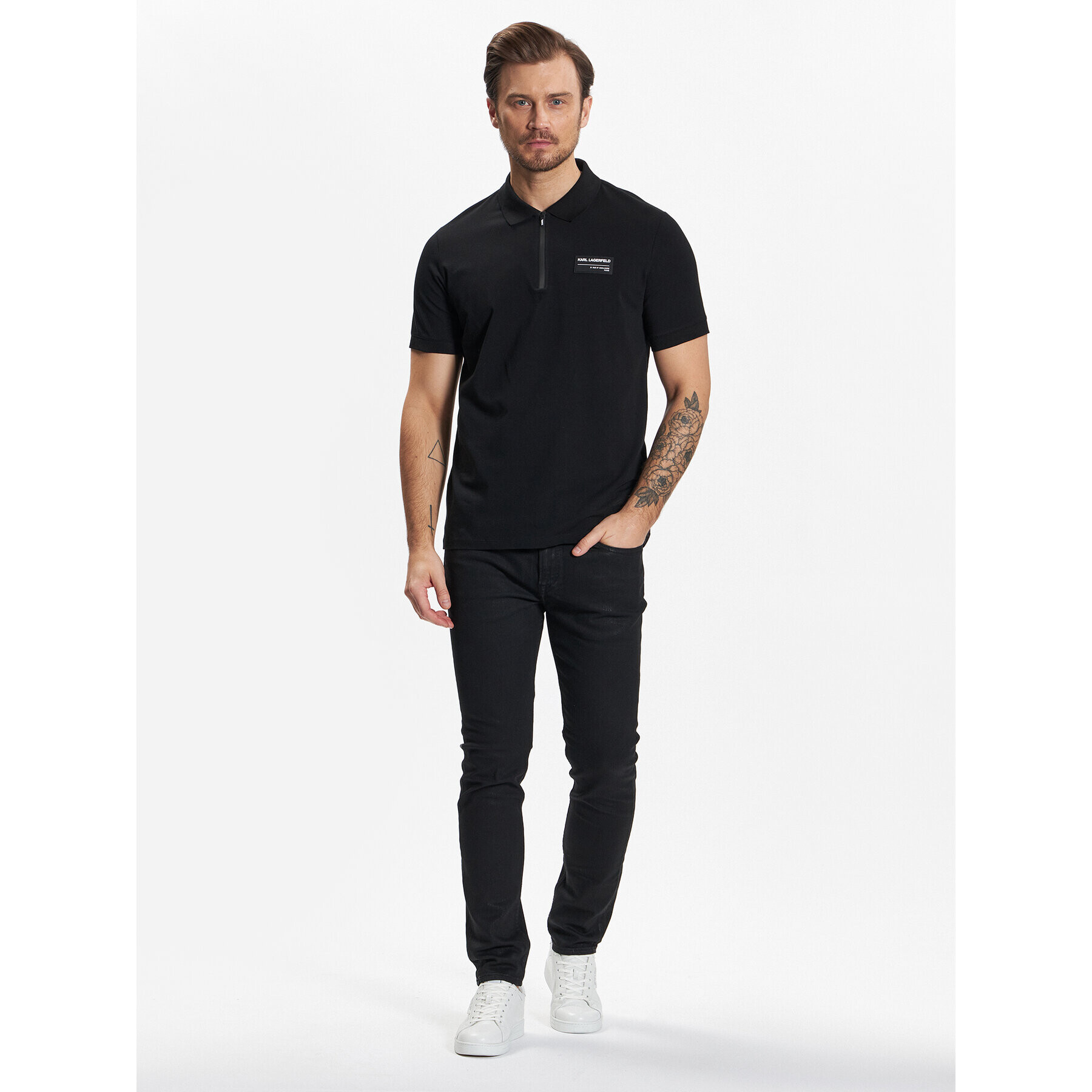 KARL LAGERFELD Polo majica 745080 531221 Črna Regular Fit - Pepit.si