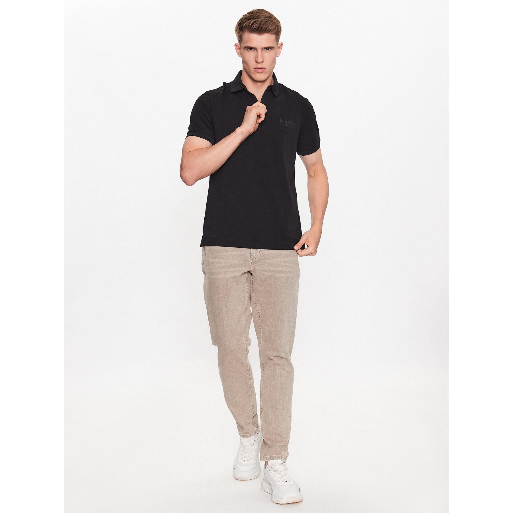 KARL LAGERFELD Polo majica 745081 533221 Črna Regular Fit - Pepit.si