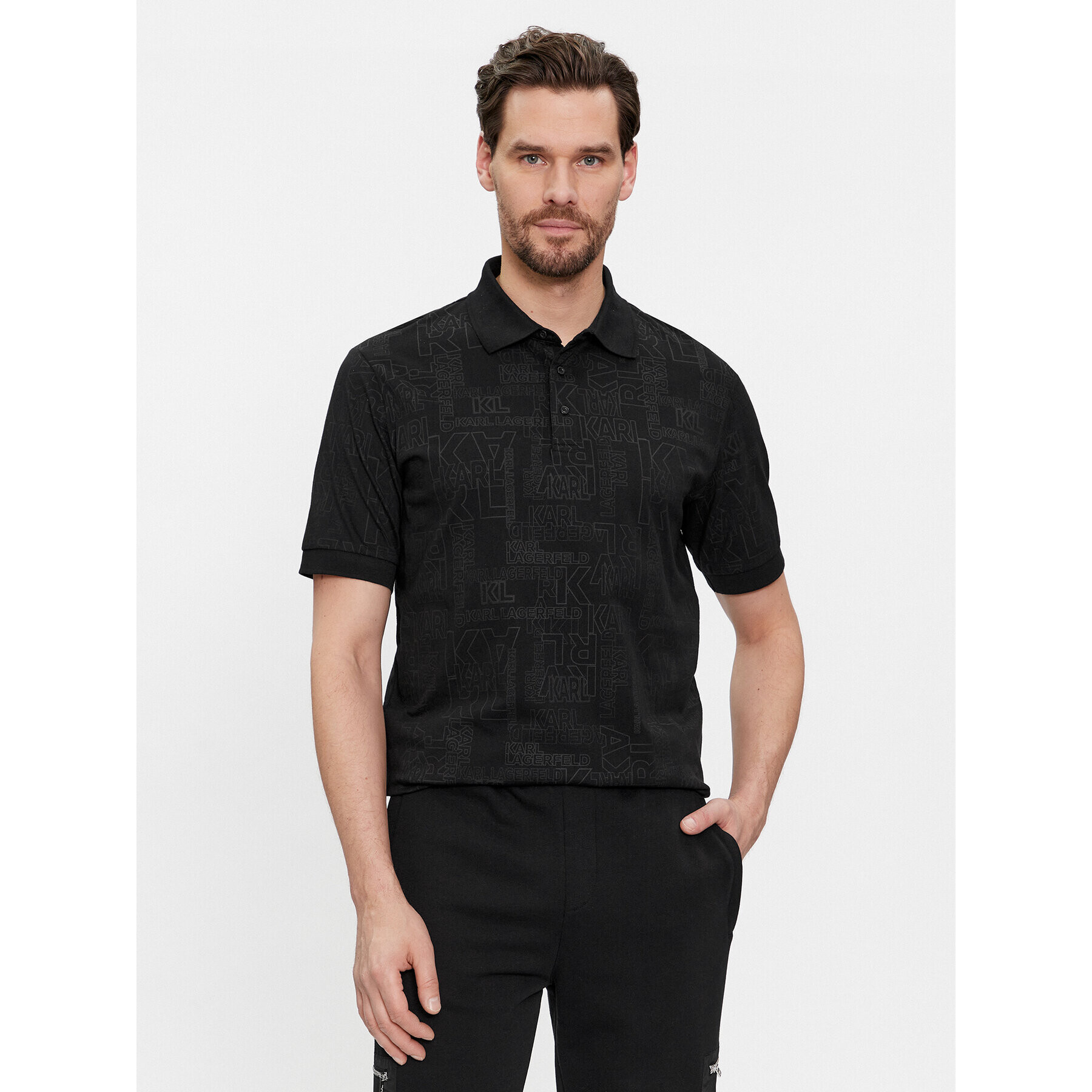 KARL LAGERFELD Polo majica 745082 541224 Črna Regular Fit - Pepit.si